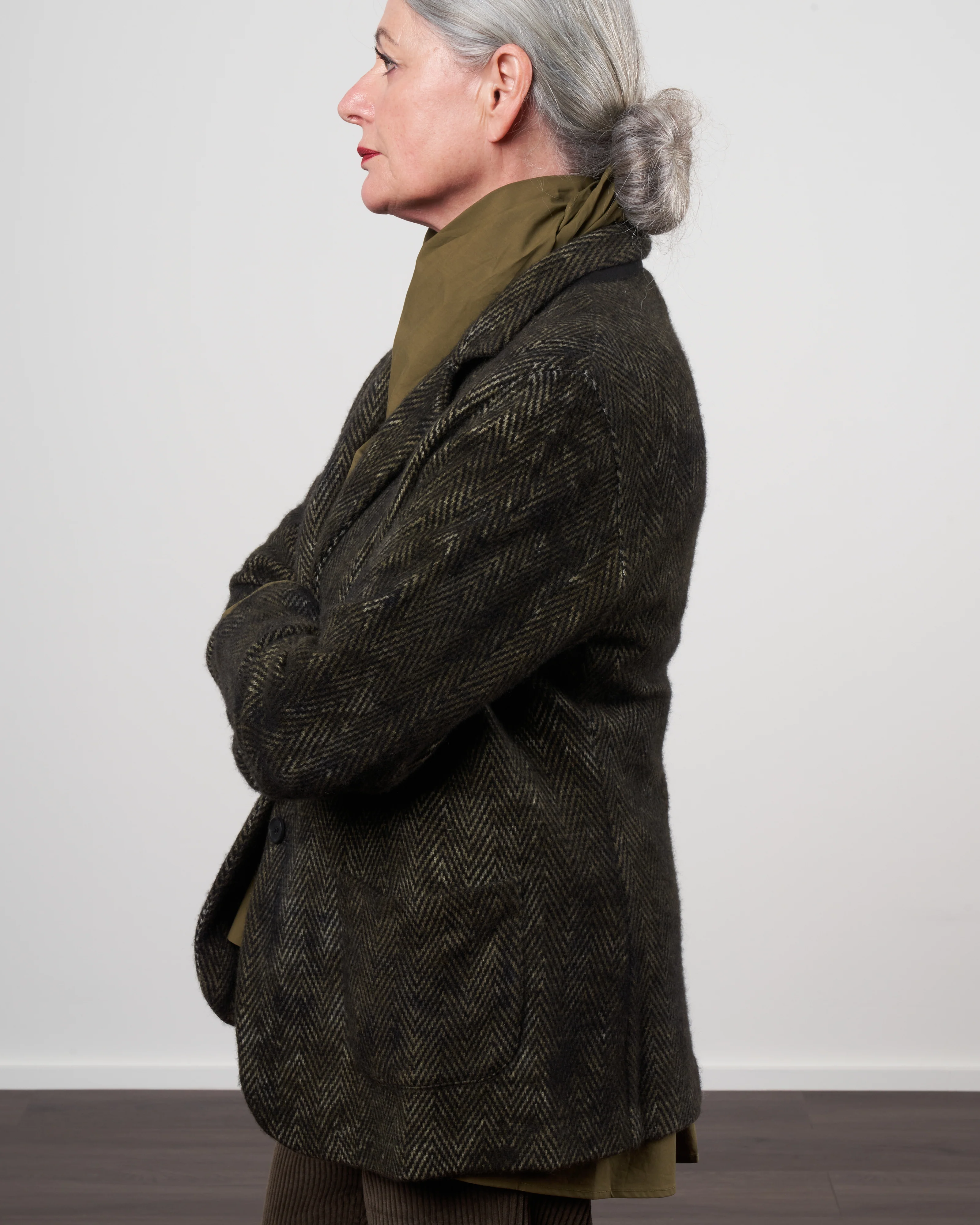 new camouflage fishbone stitch carded rever jacket - moss - Image 3