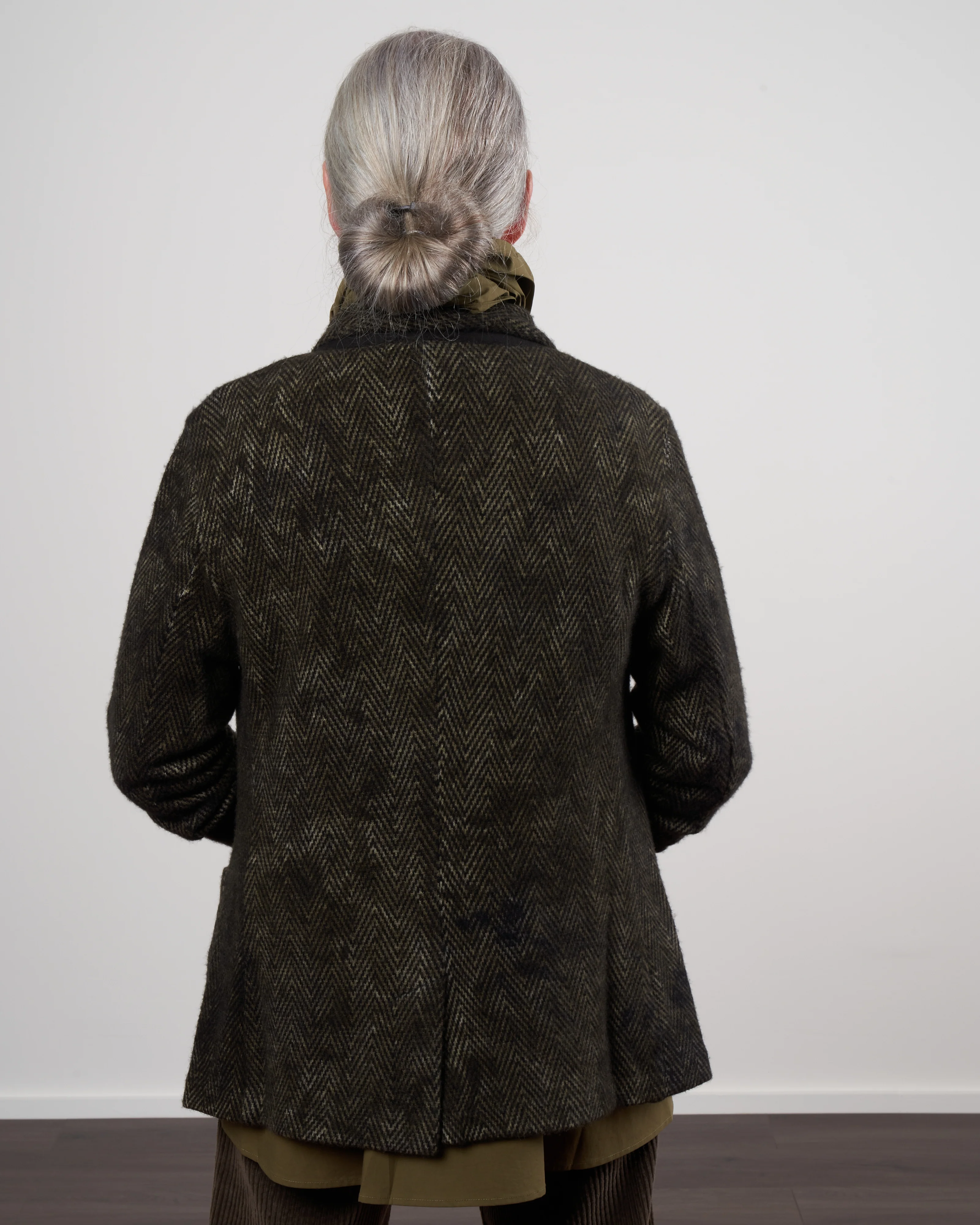 new camouflage fishbone stitch carded rever jacket - moss - Image 4