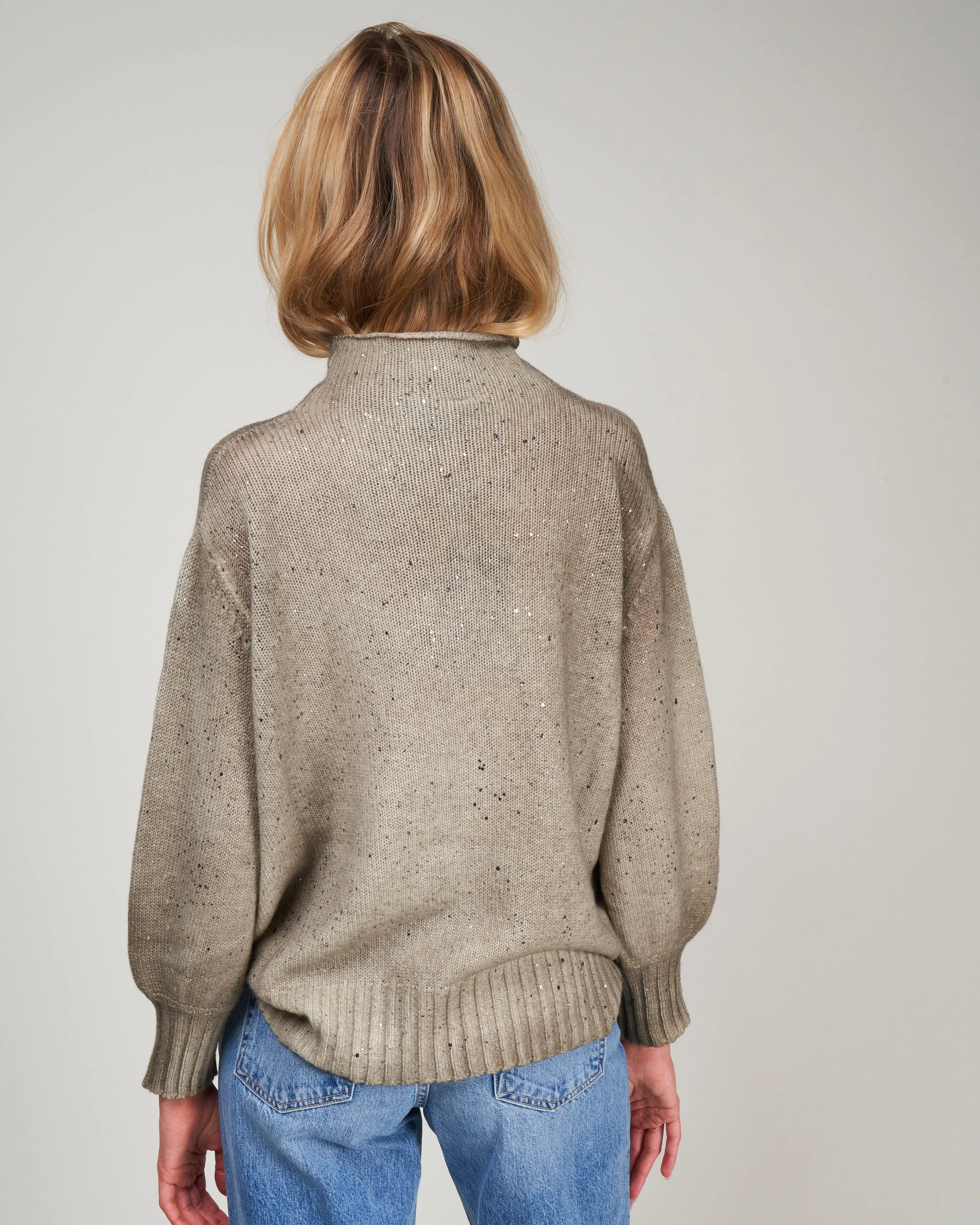 oversize sleeves off gauge pullover - mushroom - Image 4