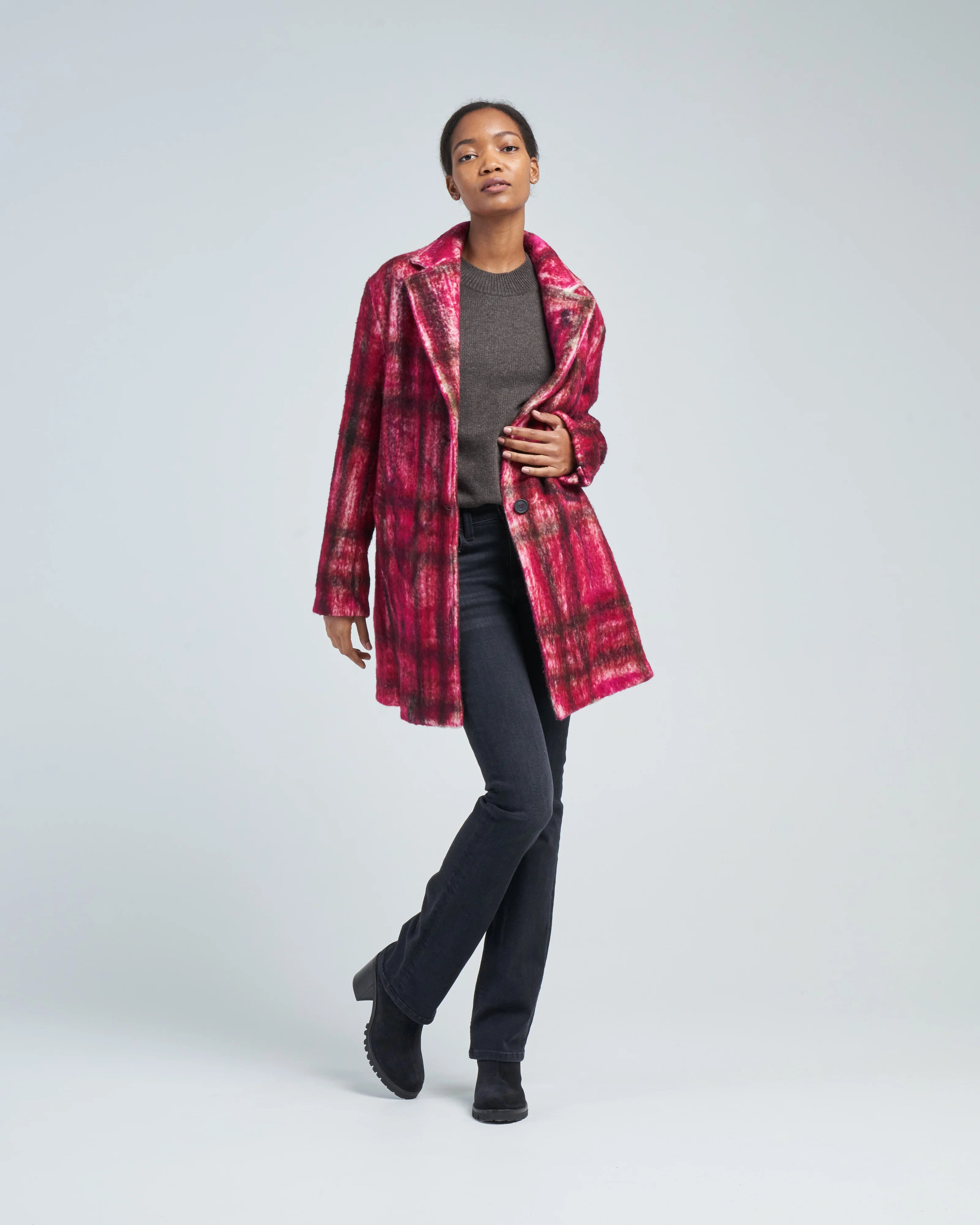primitive effect tartan short coat - Image 3