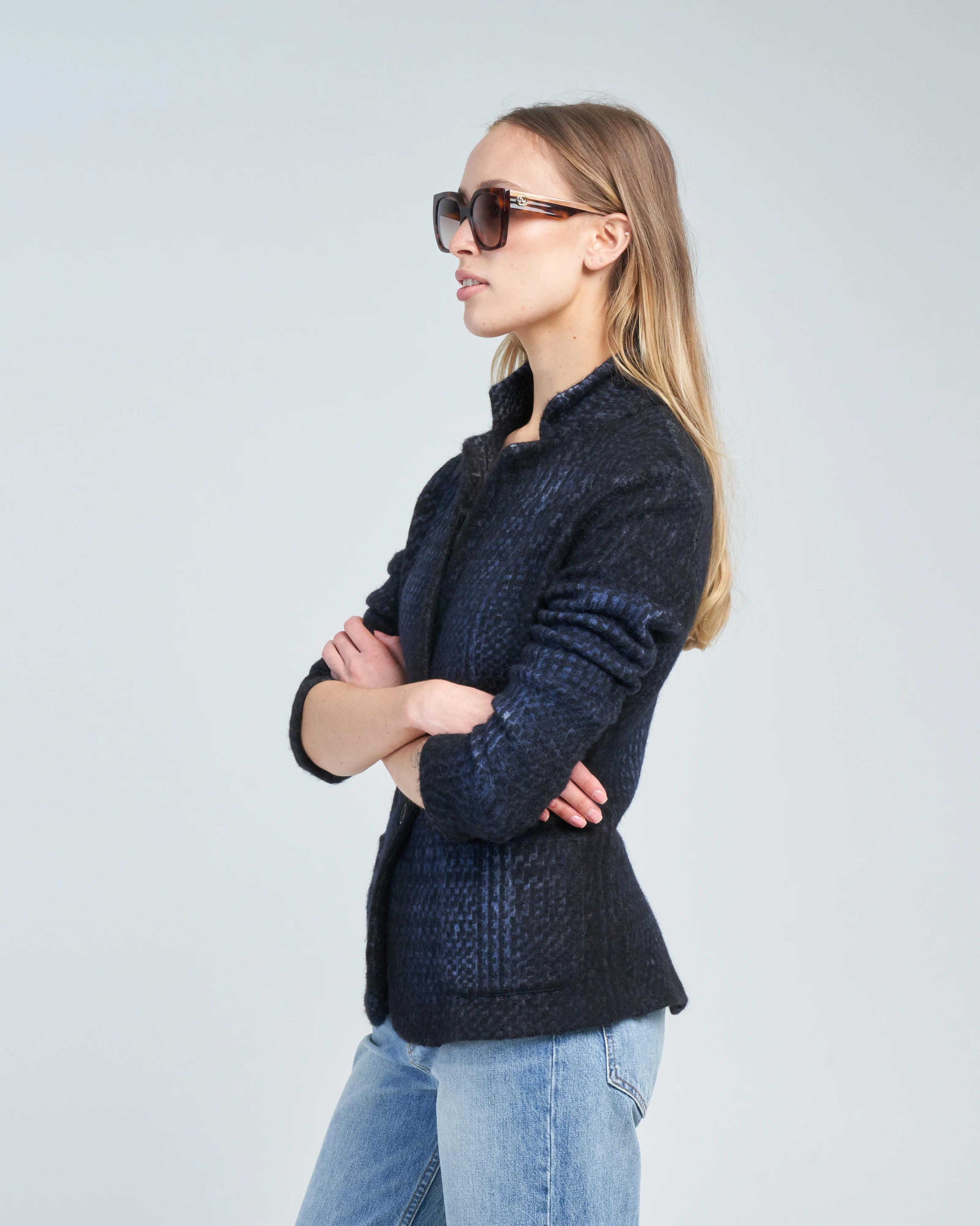 prince of wales jacquard carded rever jacket - Image 3