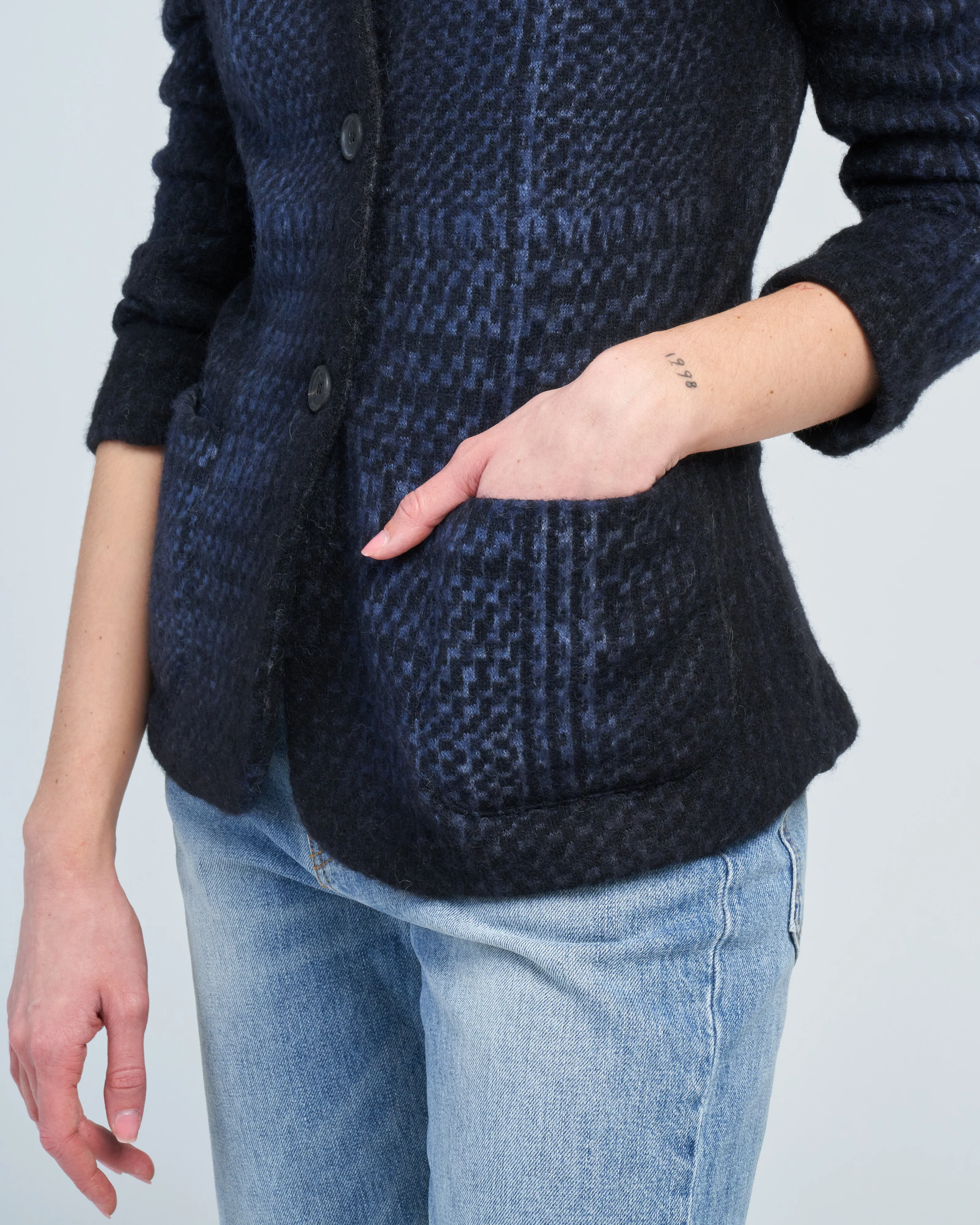 prince of wales jacquard carded rever jacket - Image 5