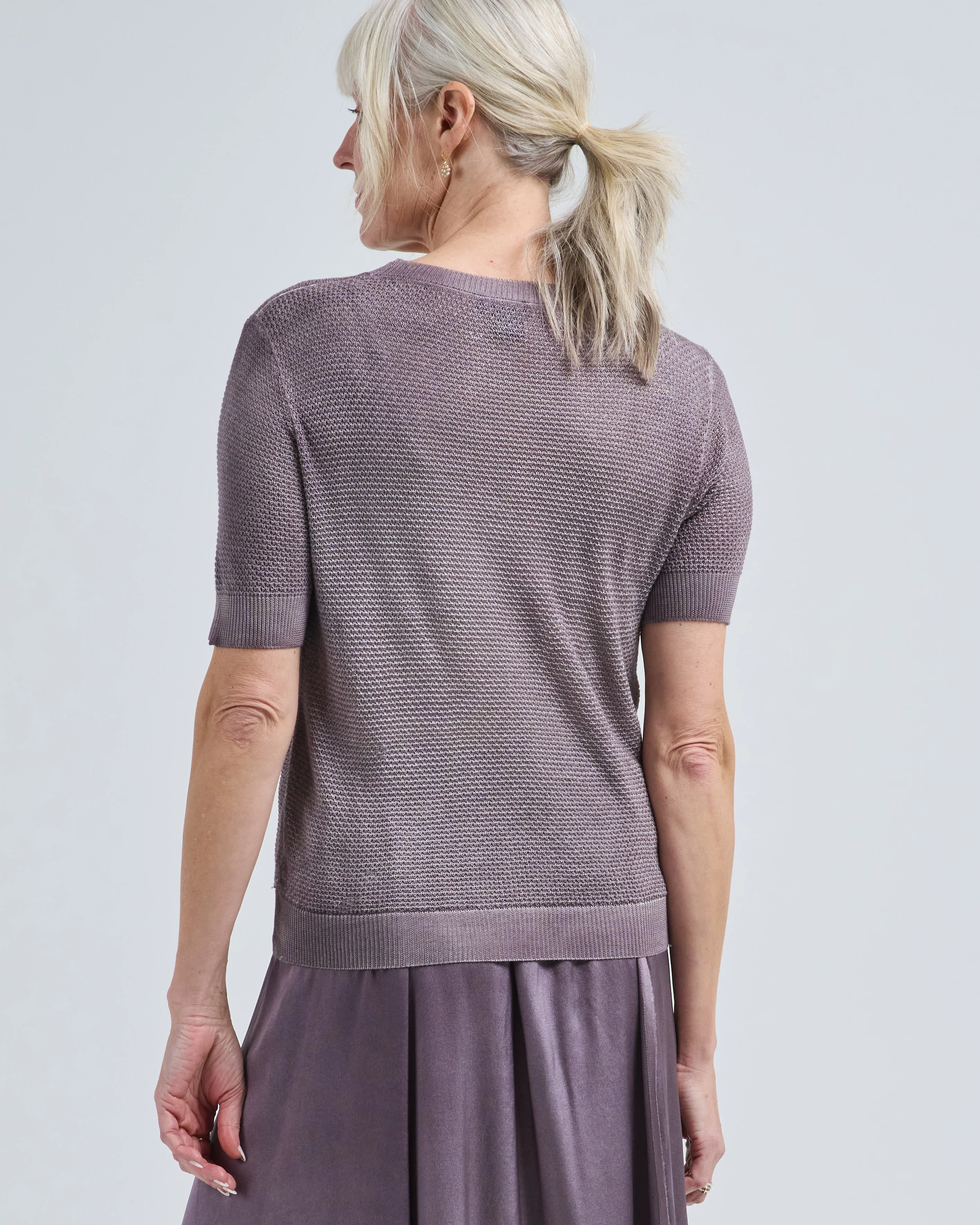 pure silk peanut stitch round neck pullover - Image 4