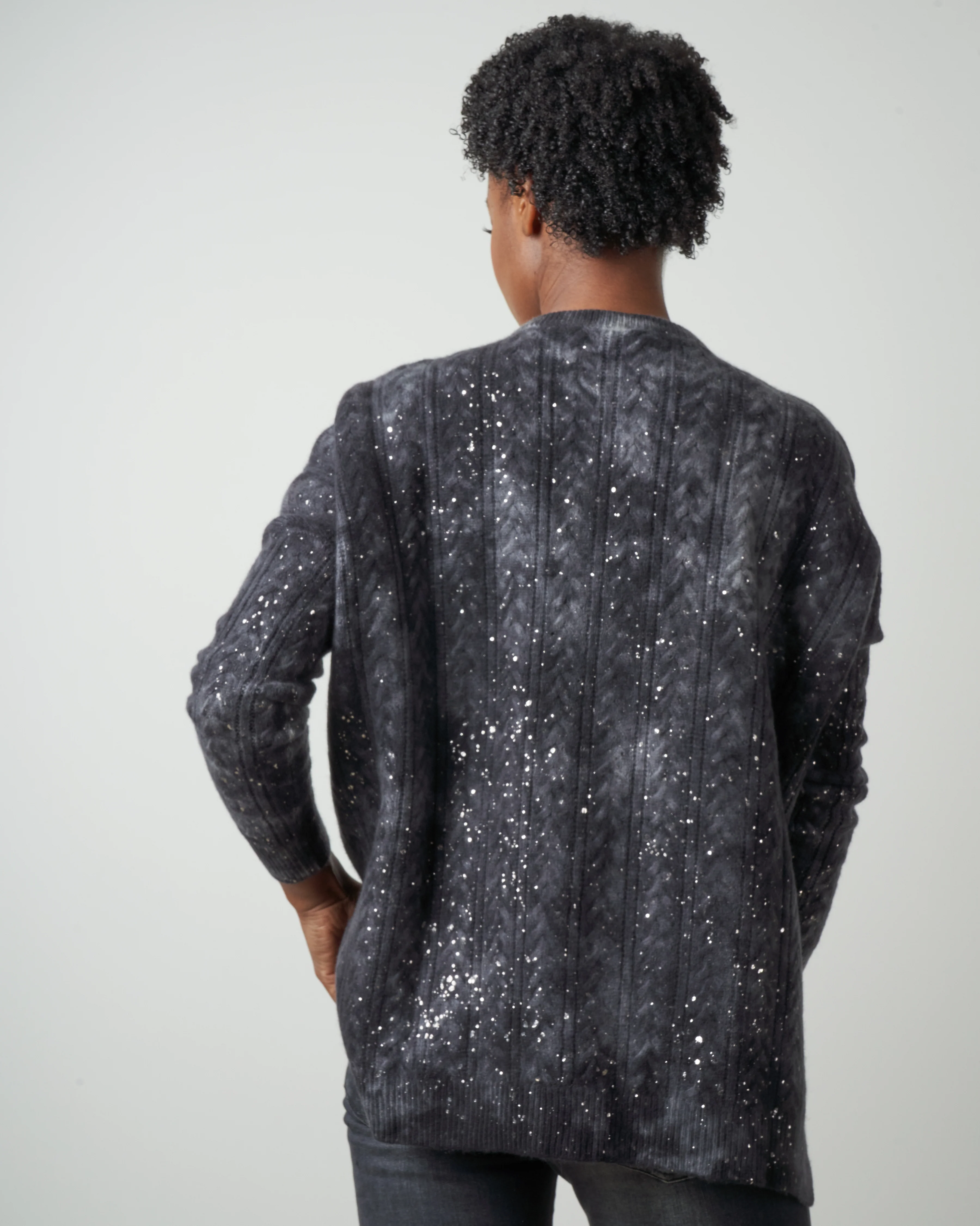 round neck cable pullover - marmo - Image 3