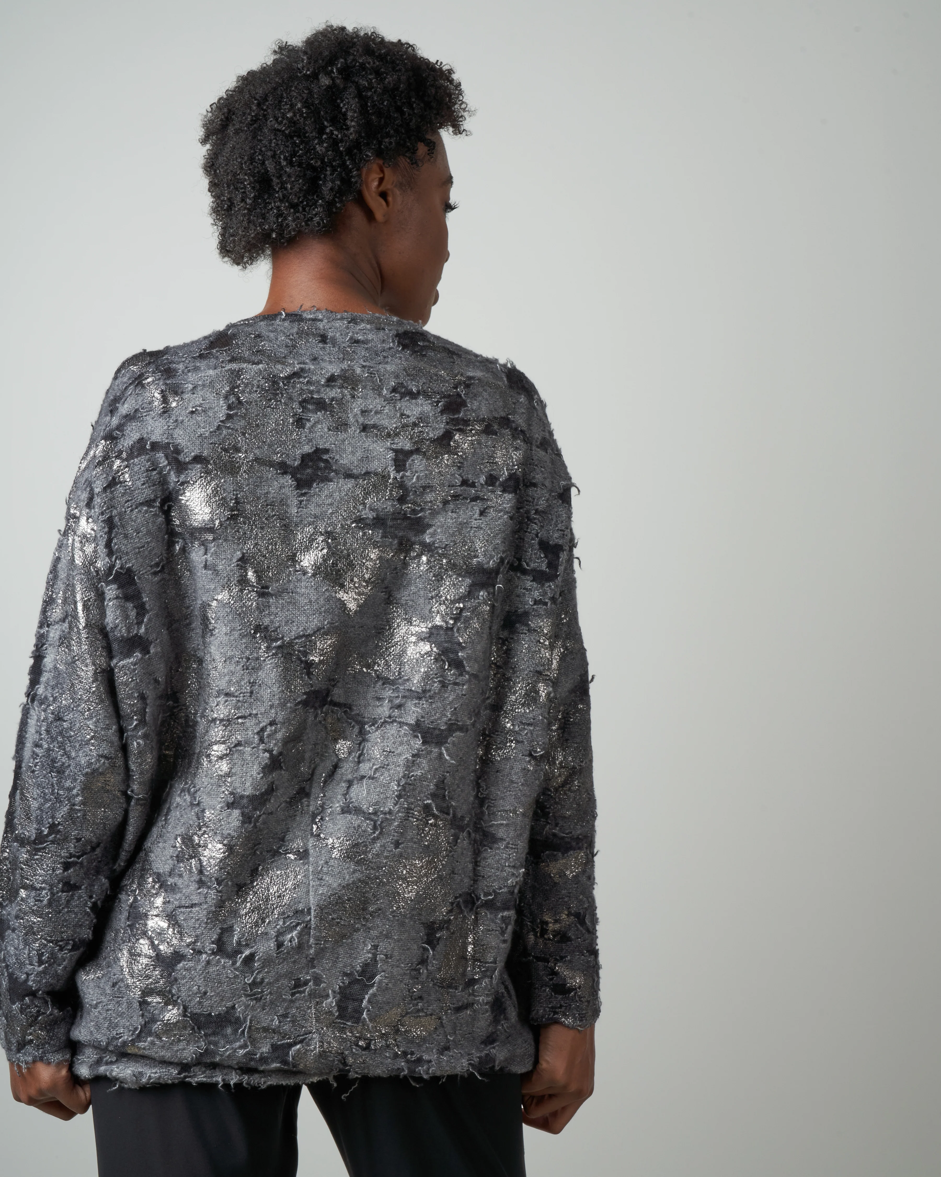 round neck cutted jacquard pullover - husky - Image 3