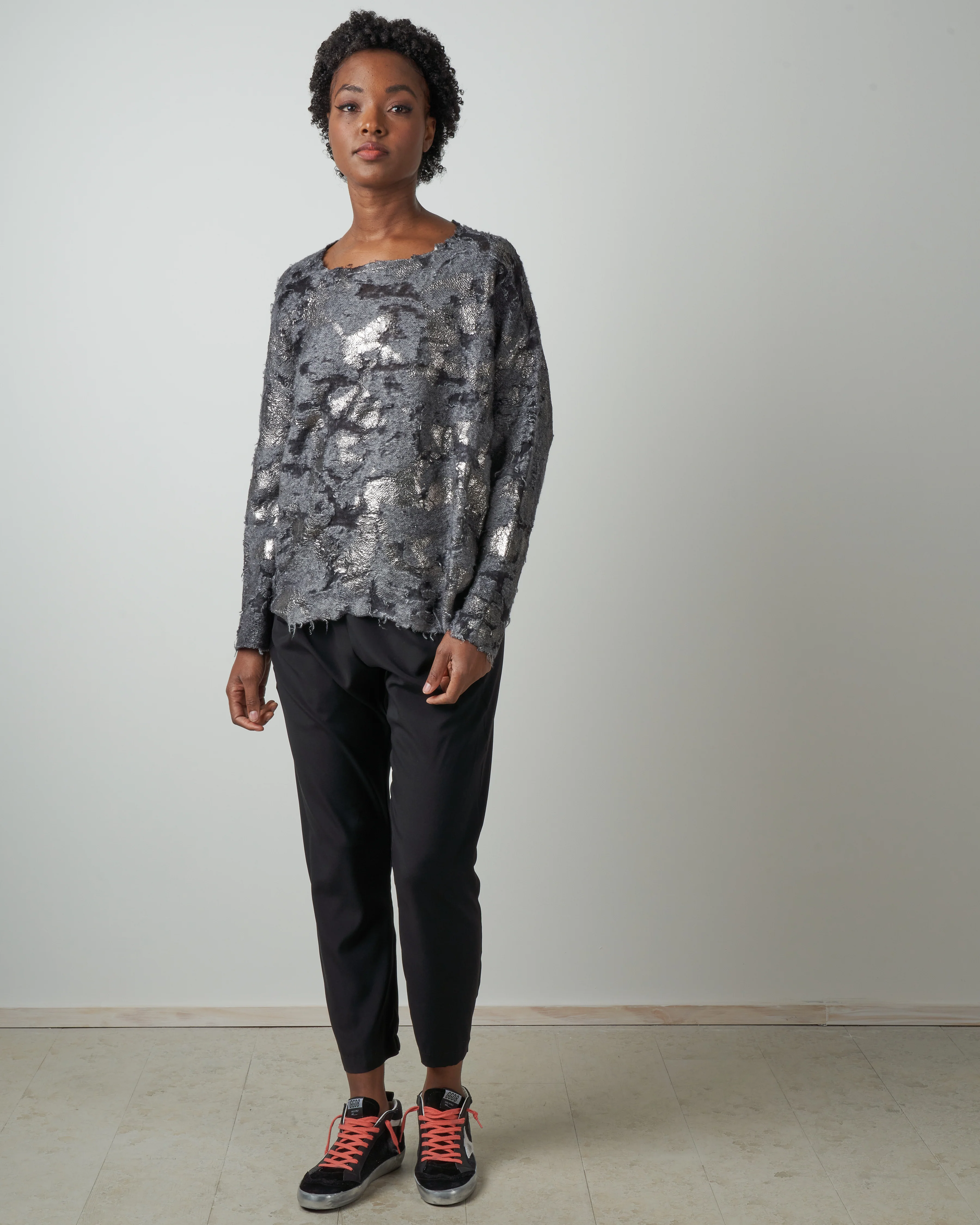 round neck cutted jacquard pullover - husky - Image 4