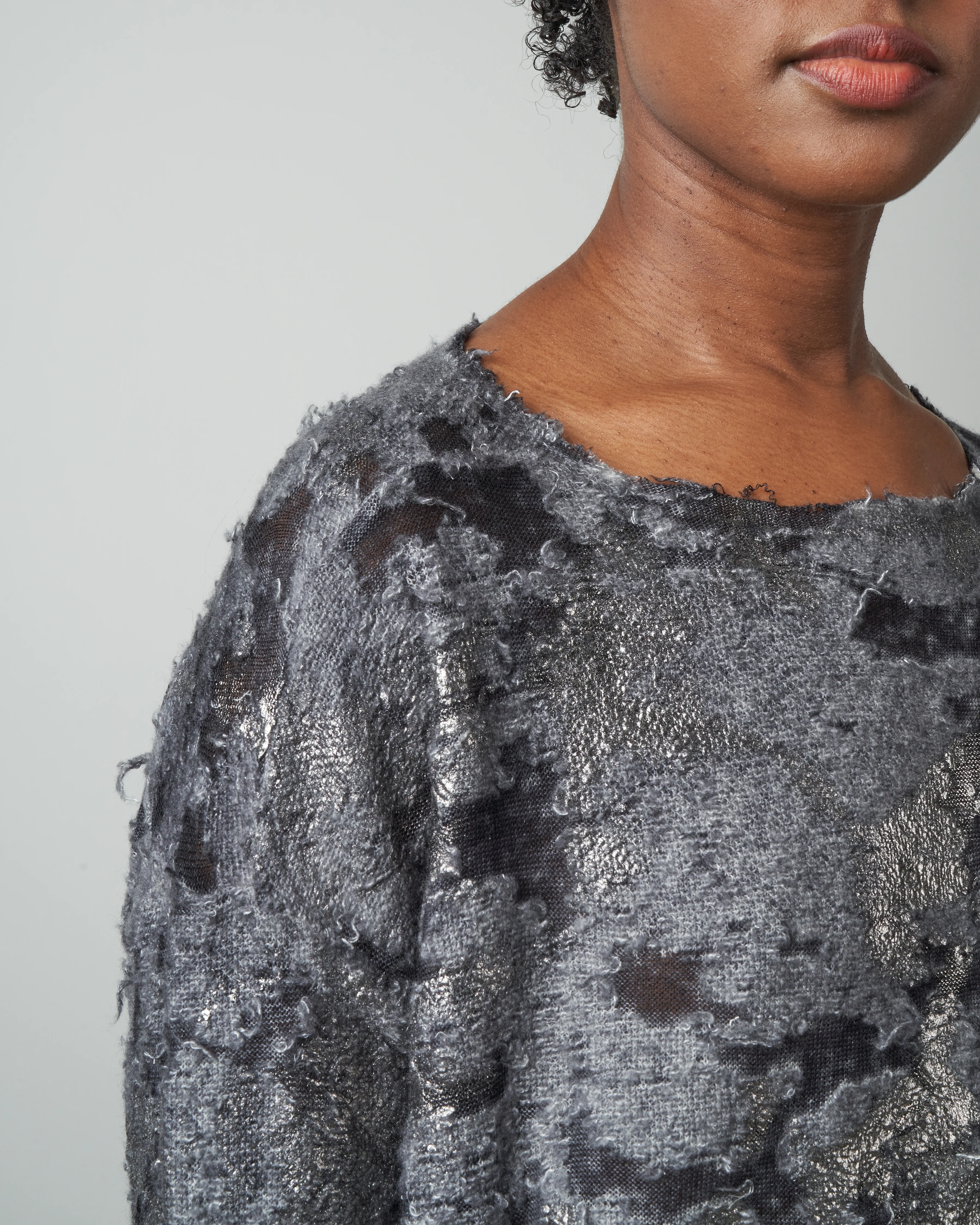 round neck cutted jacquard pullover - husky - Image 5