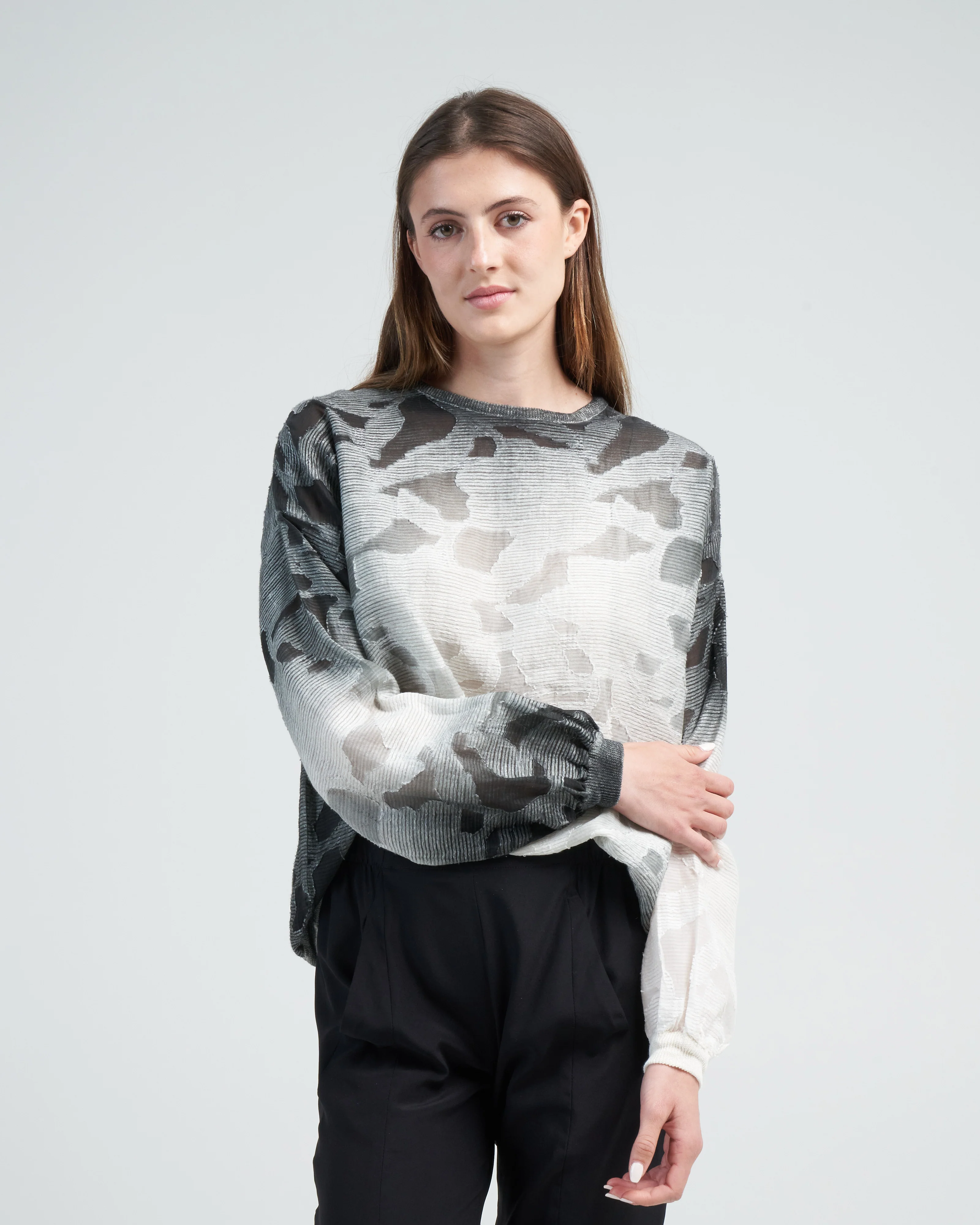 round neck in filcoup with knitted edges - husky - Image 2
