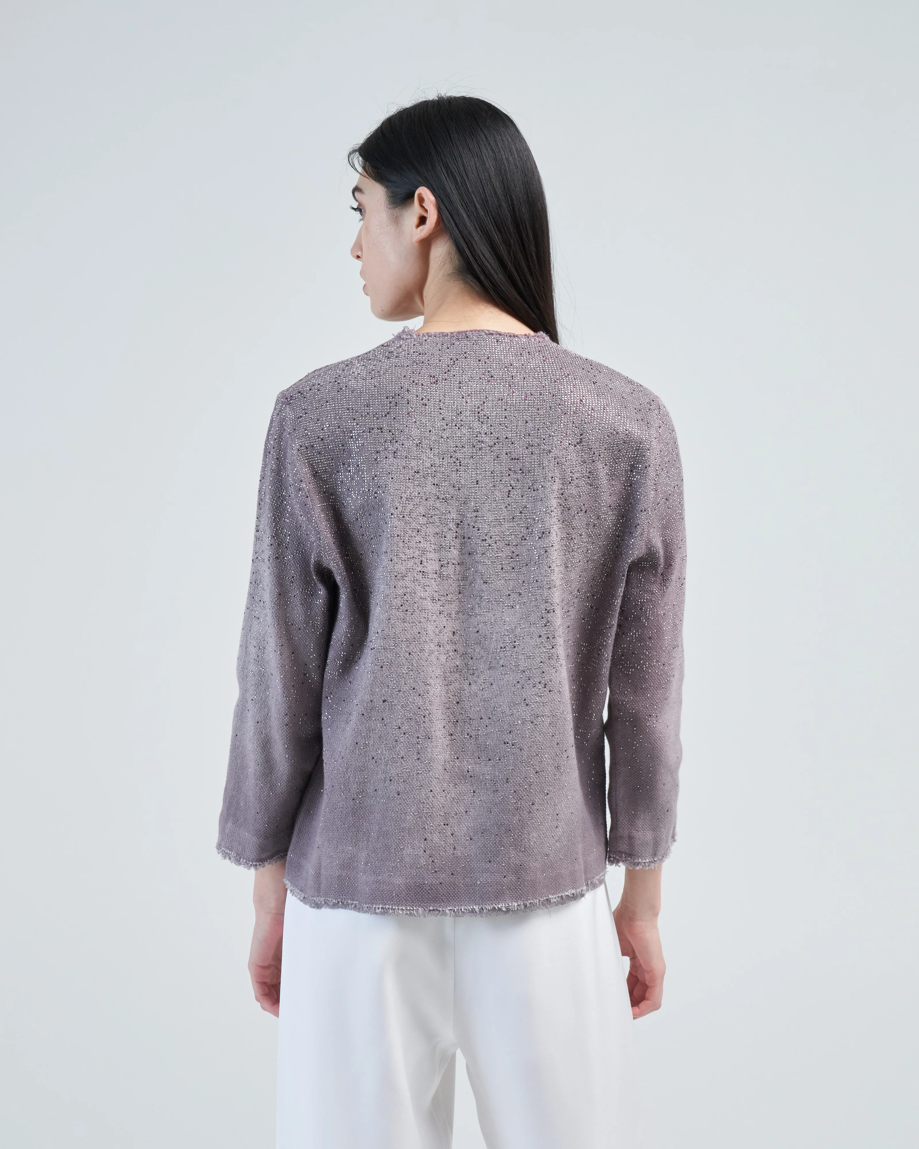 round neck micro mat stitch jacket with studs and strass - Image 5