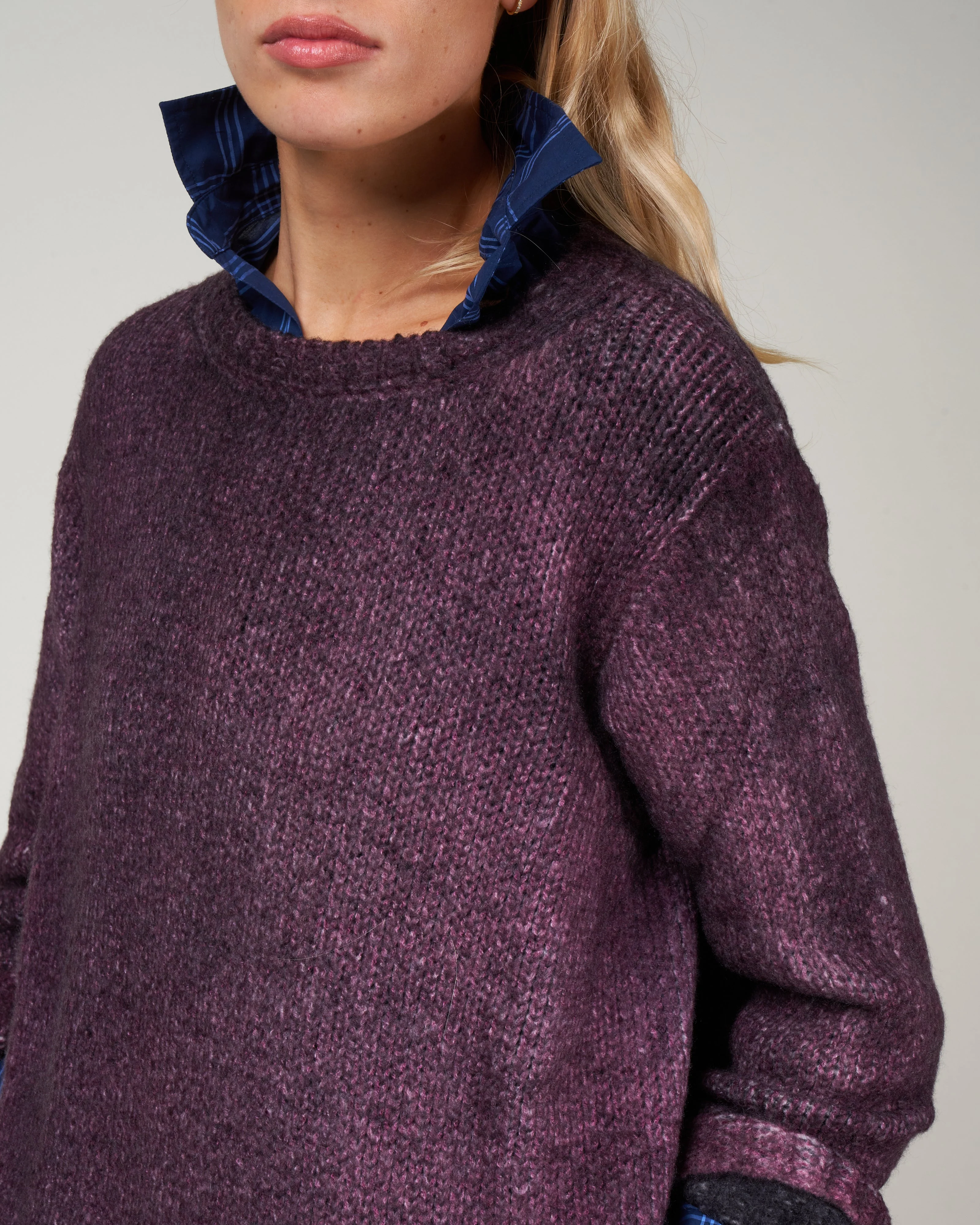 round neck pullover with slits - rhubarb - Image 5