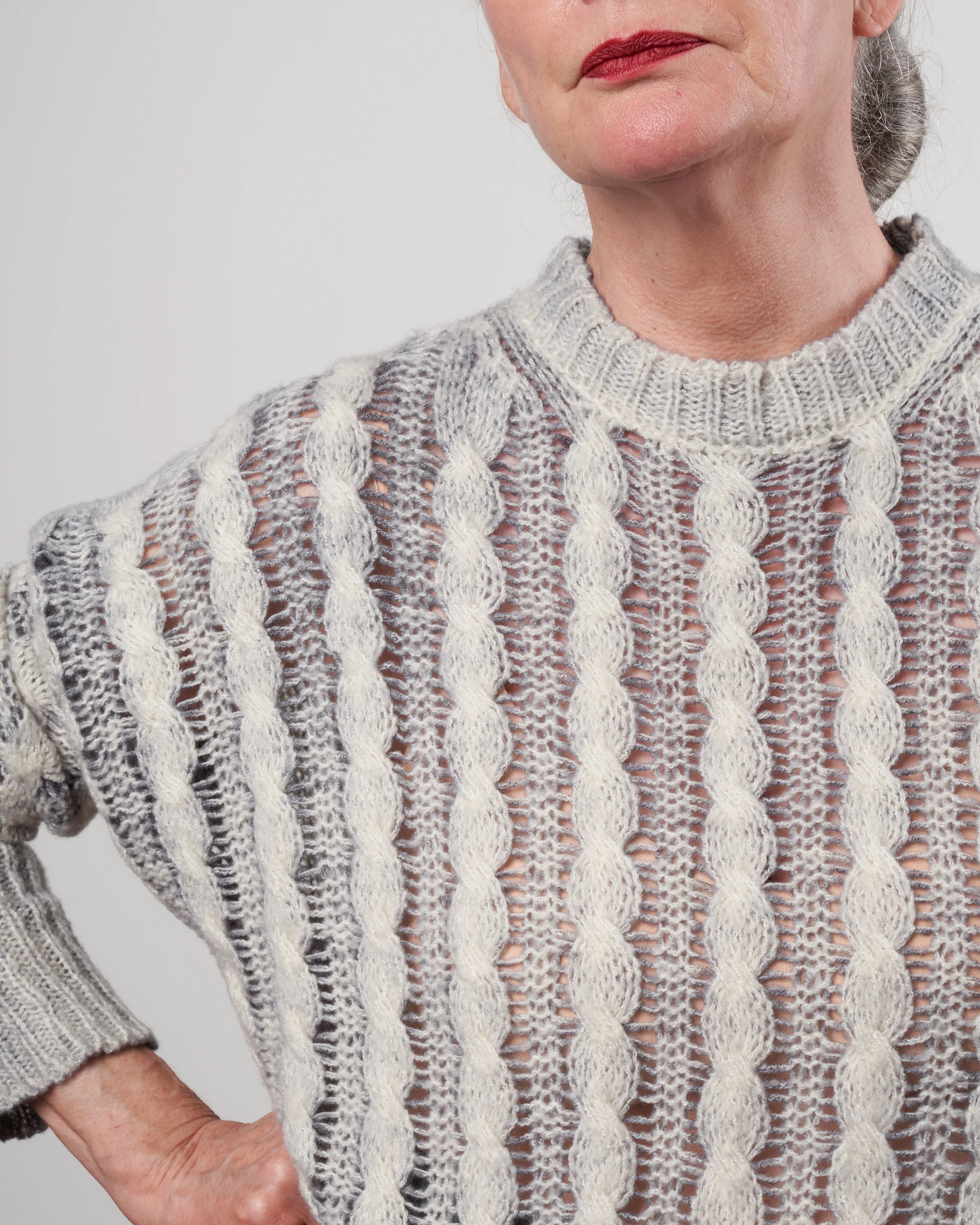 round neck with braids - ghiaccio - Image 5
