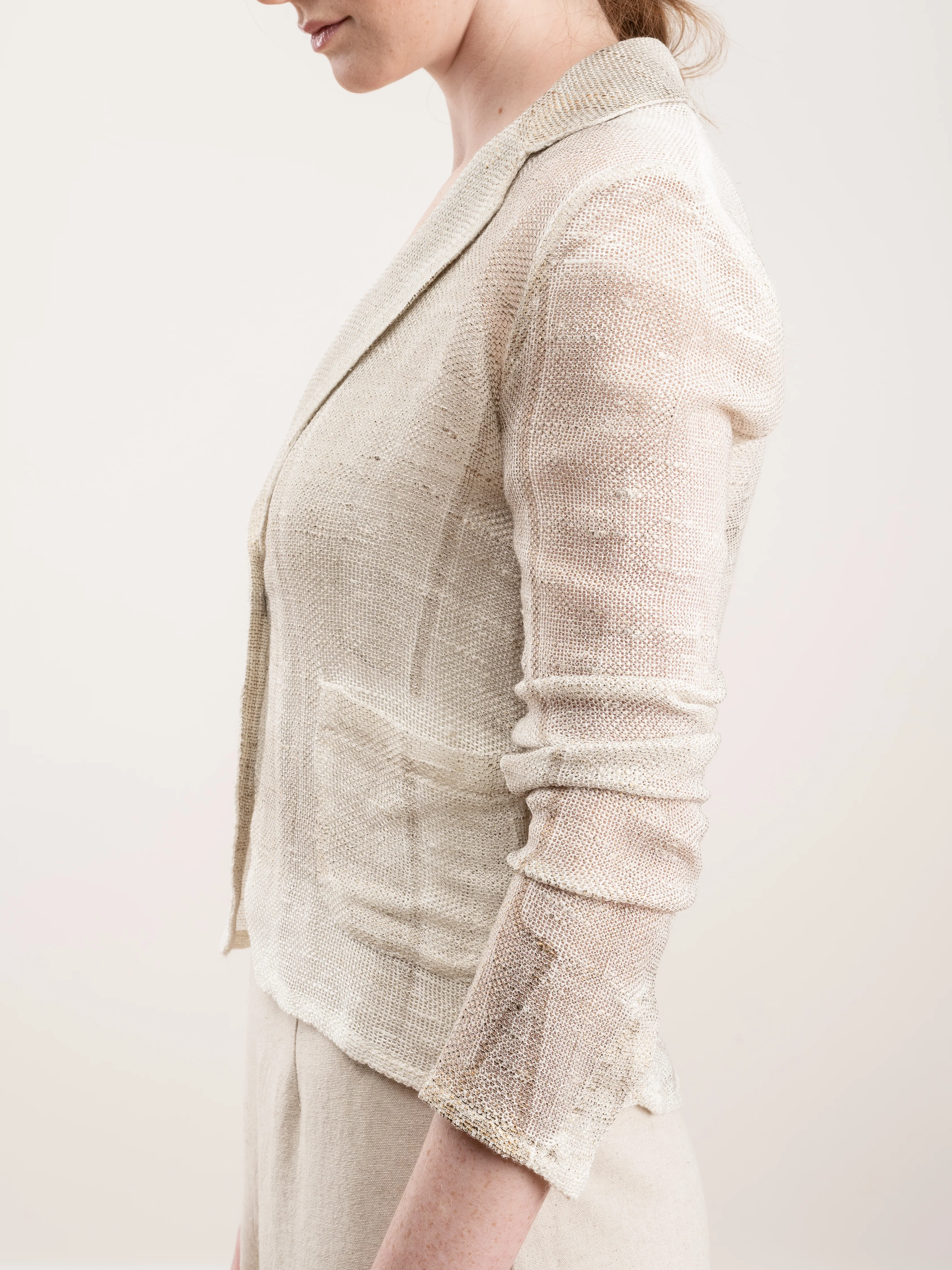 short rever jacket with lamination - bronzo - Image 3
