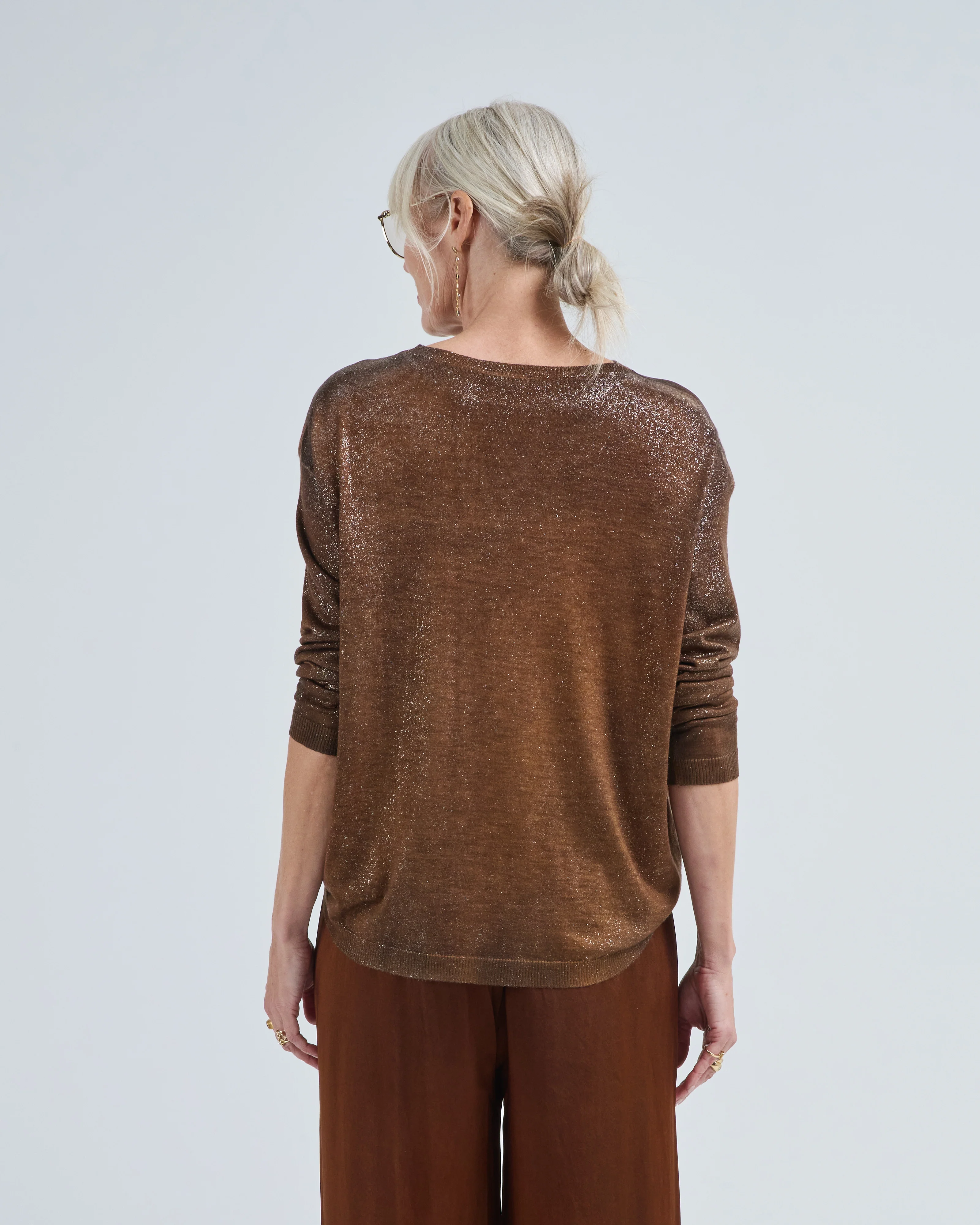 star dust effect round neck pullover with silk in front - Image 3