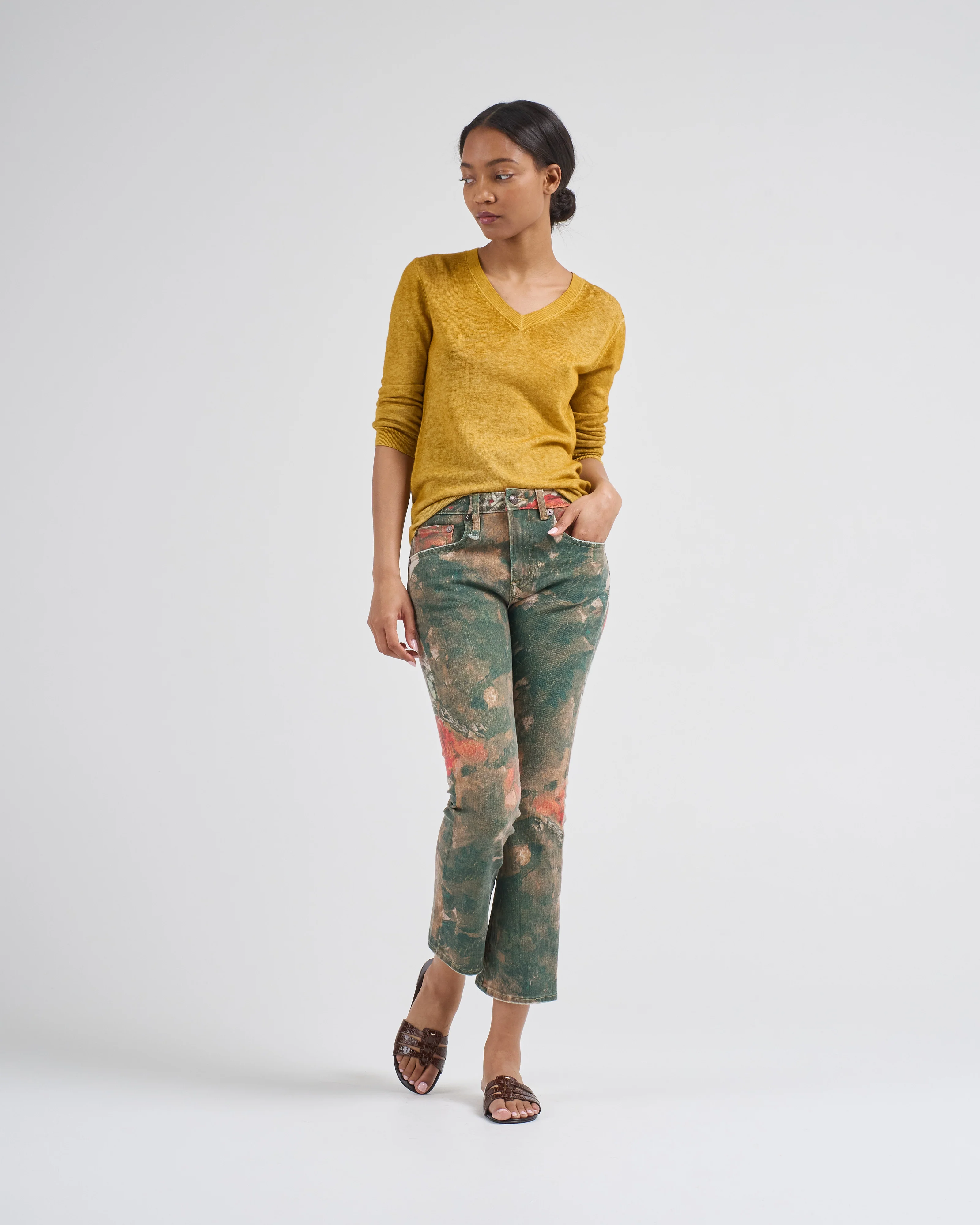 two colors ultralight cashmere wool v neck pullover - Image 2