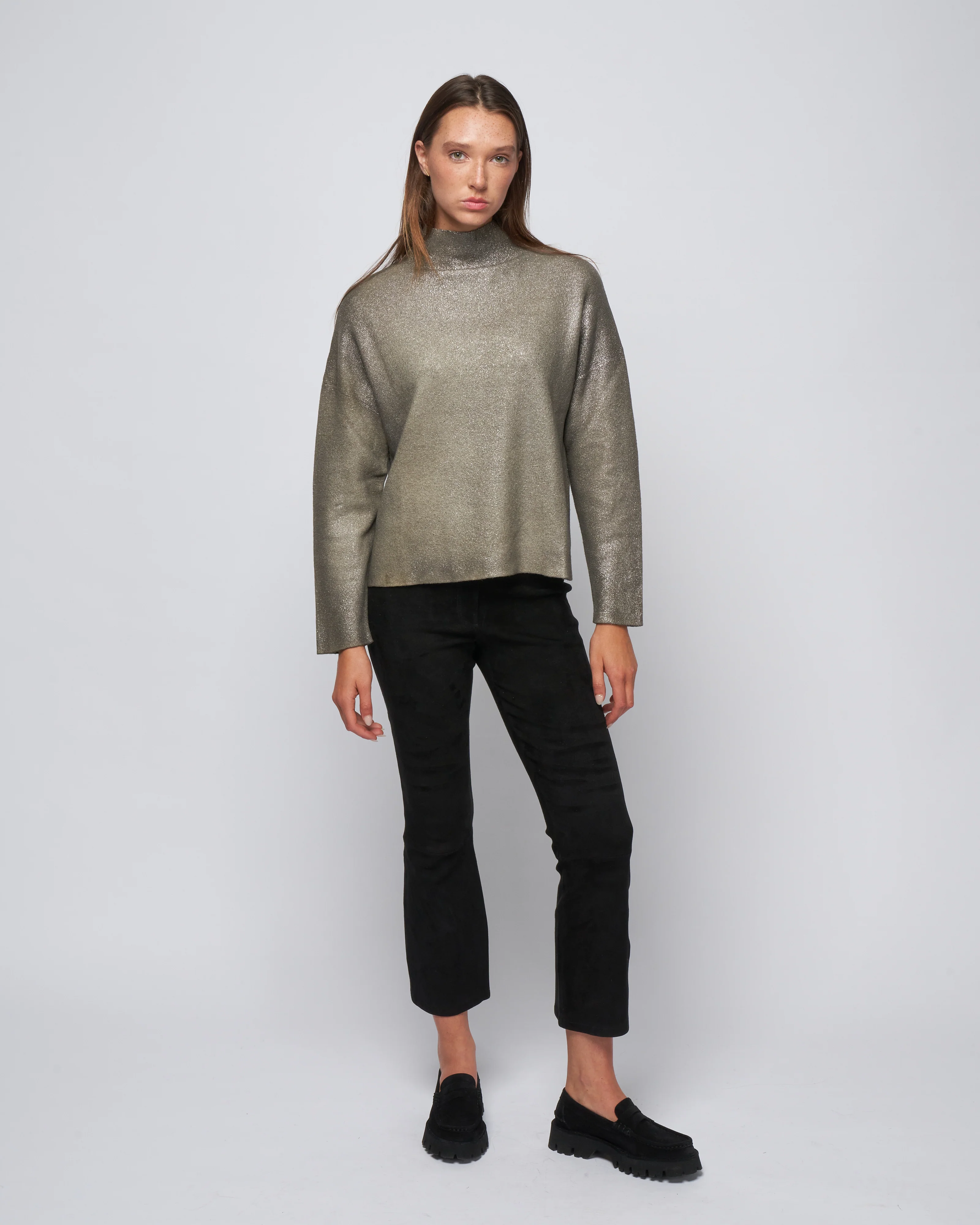 ultralight needle stitched high neck pullover - mushroom + lamina canna di fucile - Image 2
