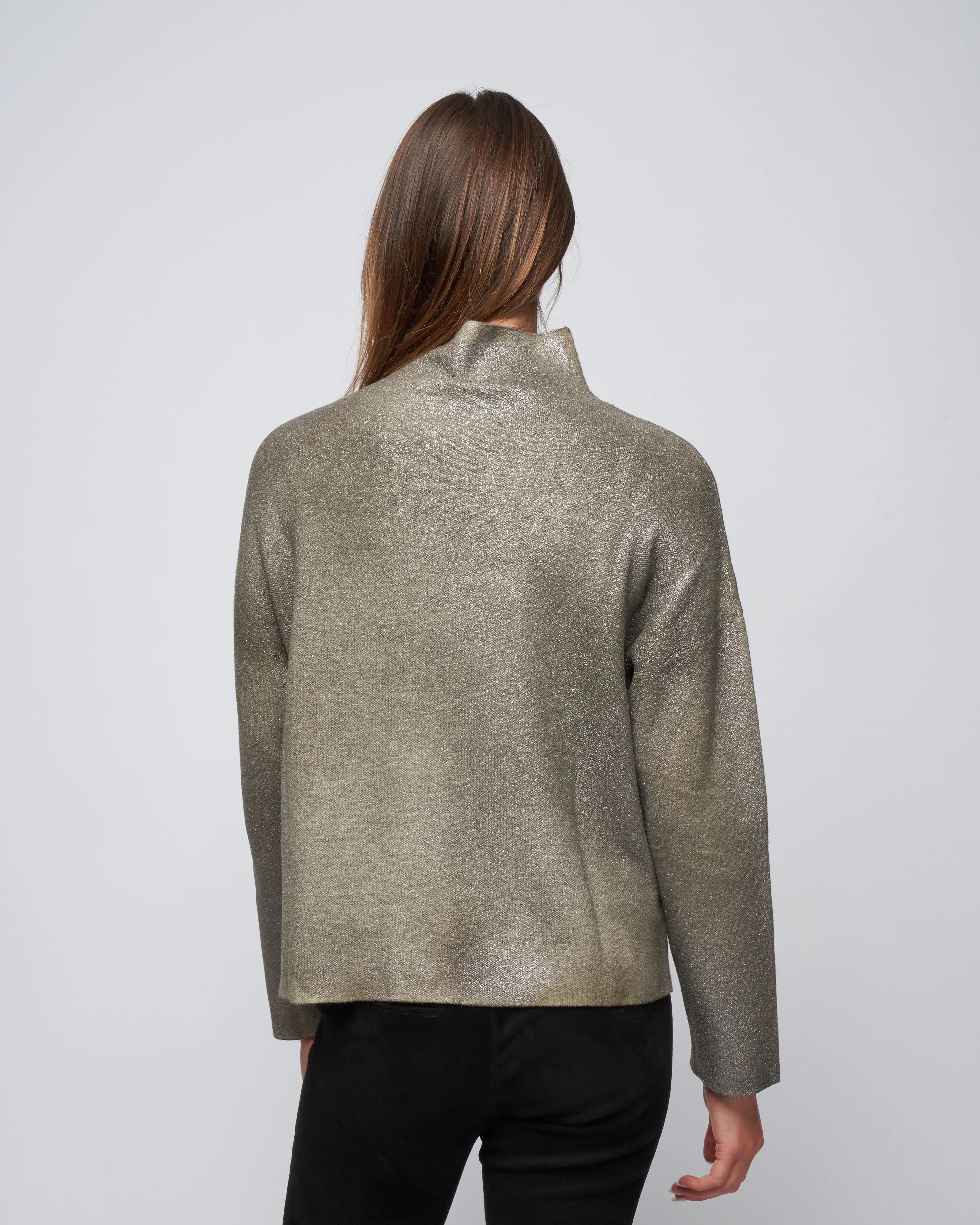 ultralight needle stitched high neck pullover - mushroom + lamina canna di fucile - Image 4