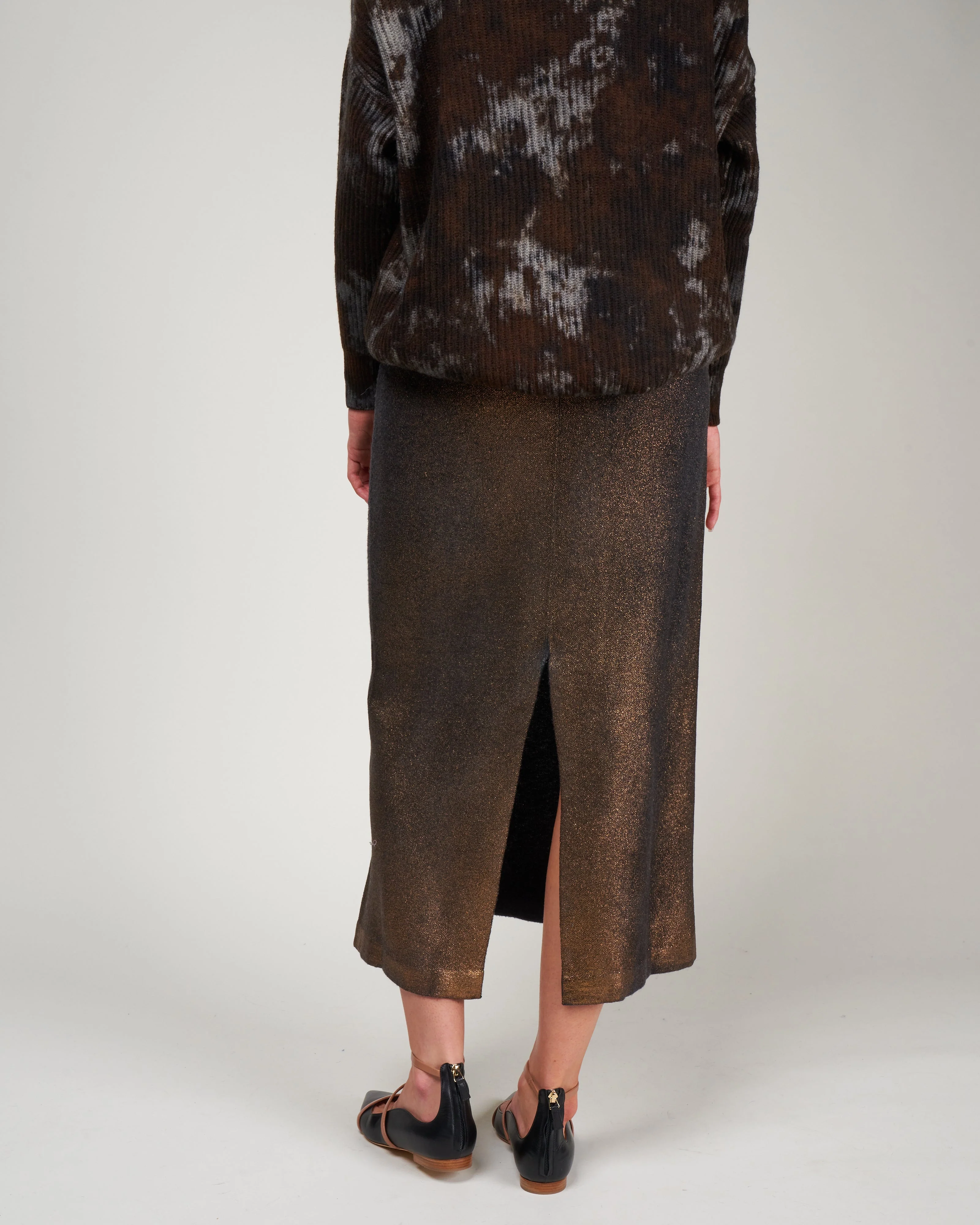 ultralight needle stitched skirt - nero + lamina bronzo - Image 3