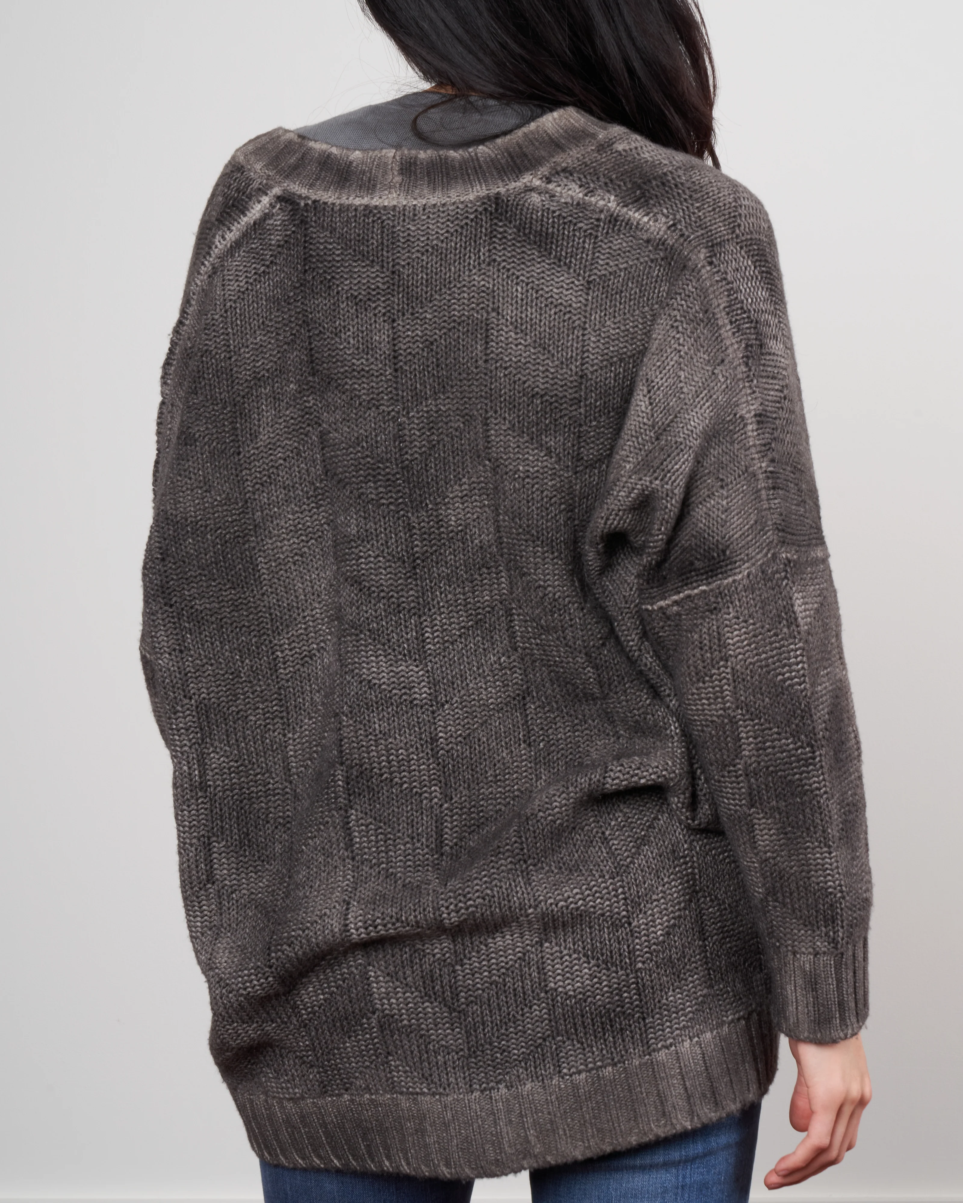 v neck cardigan in geometric stitch - carruba - Image 4