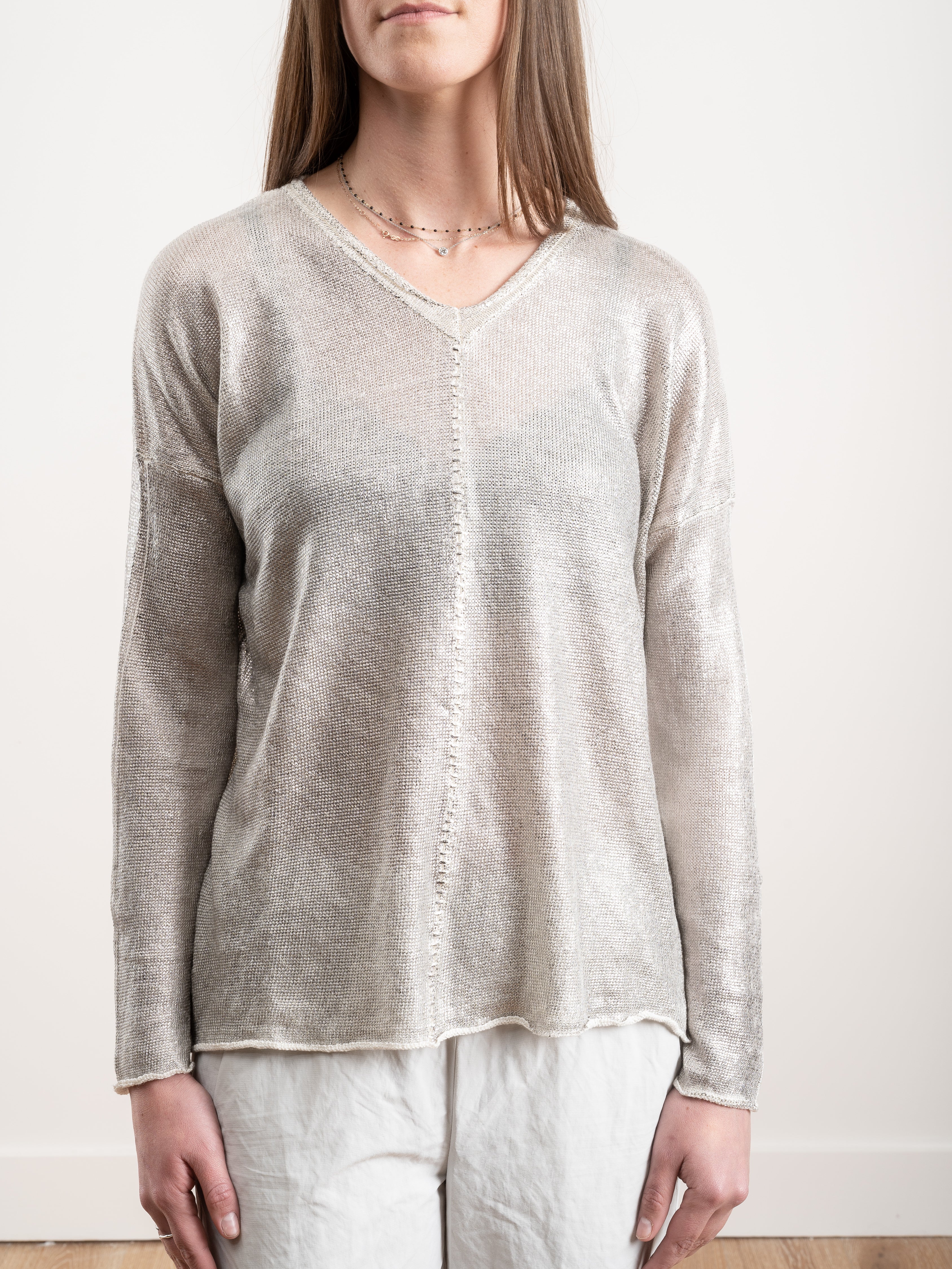 linen pullover with lamination - Image 3
