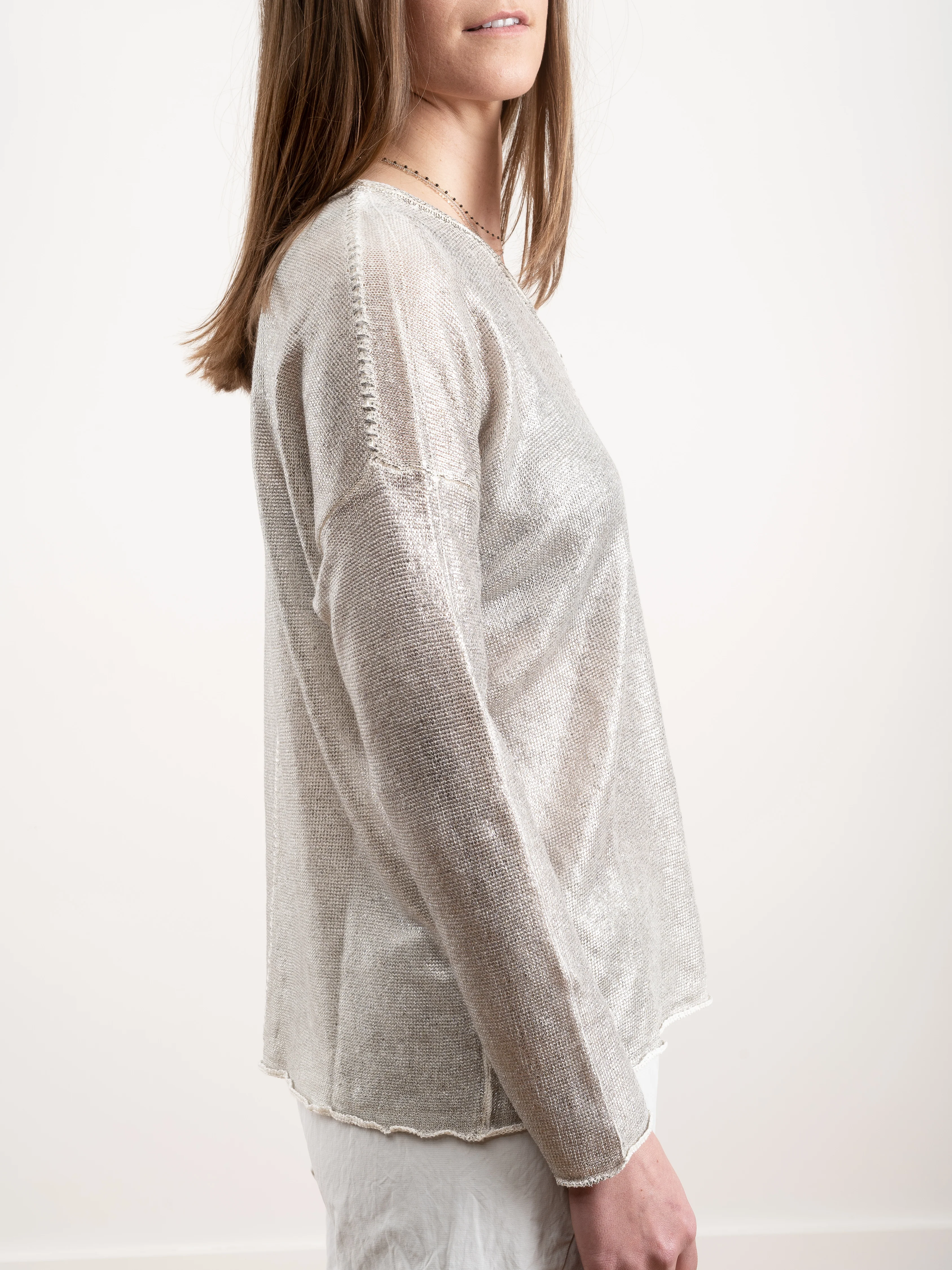 linen pullover with lamination - Image 4