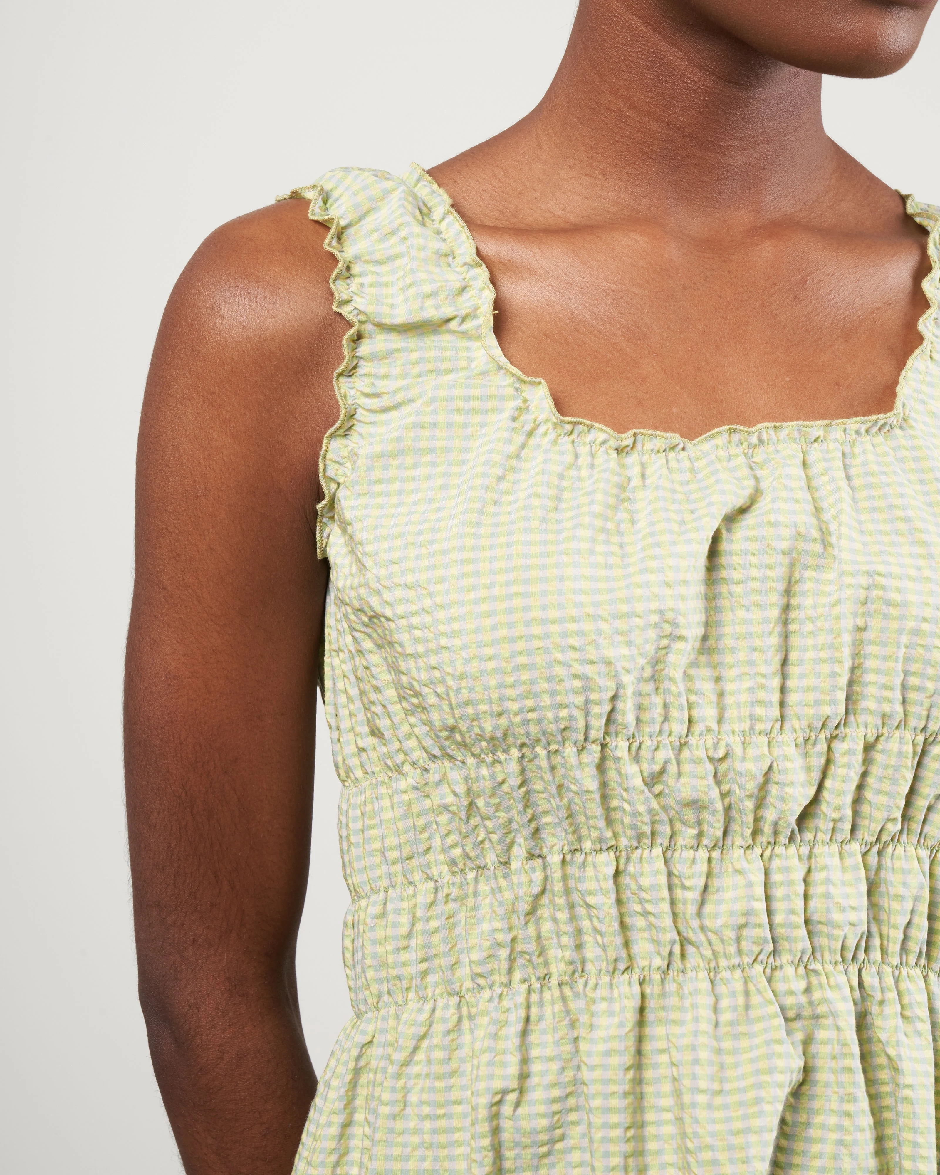 accordion dress - grass green check - Image 5