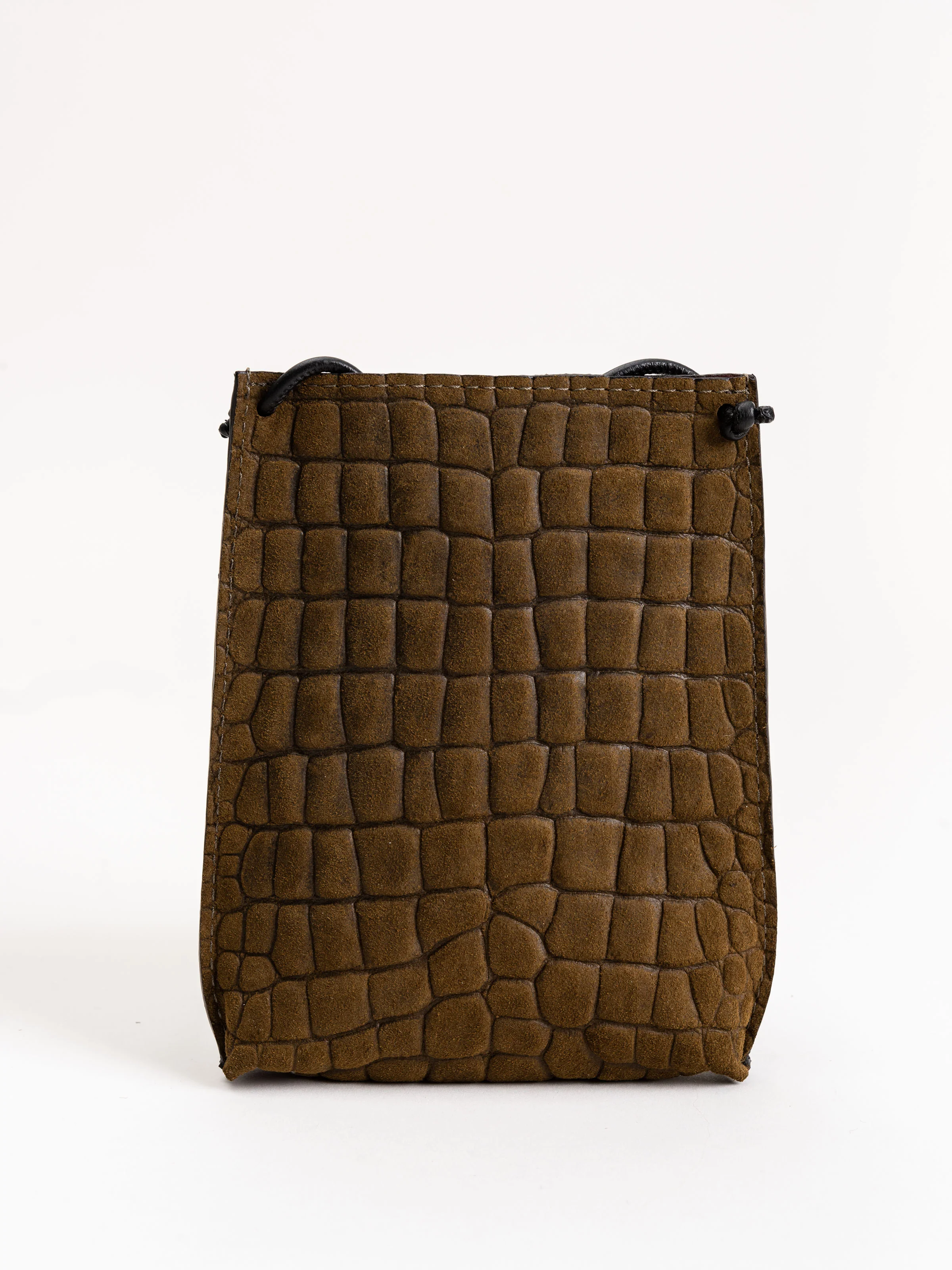 cell pouch - olive suede embossed gator - Image 2
