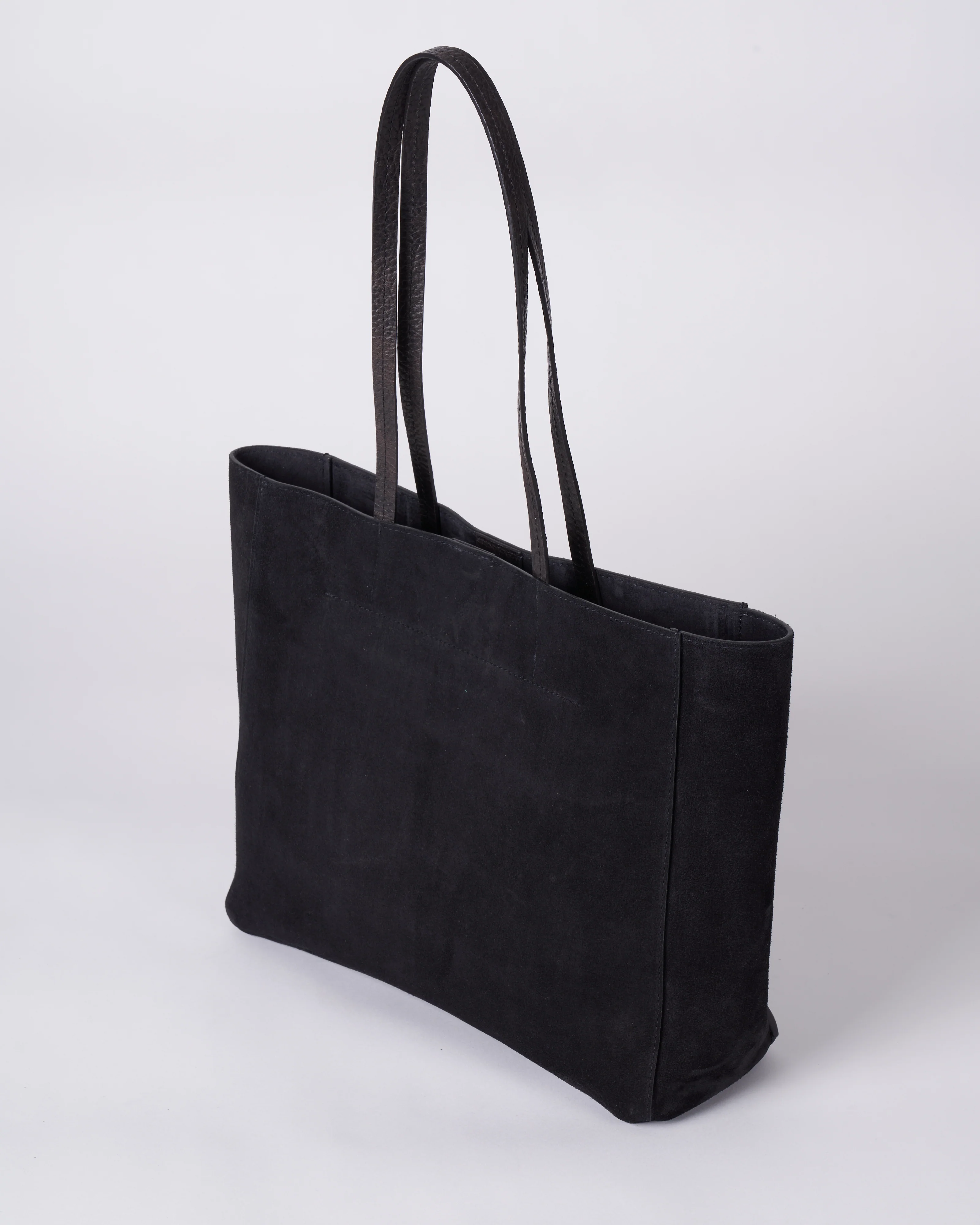 front pocket tote - black suede - Image 3