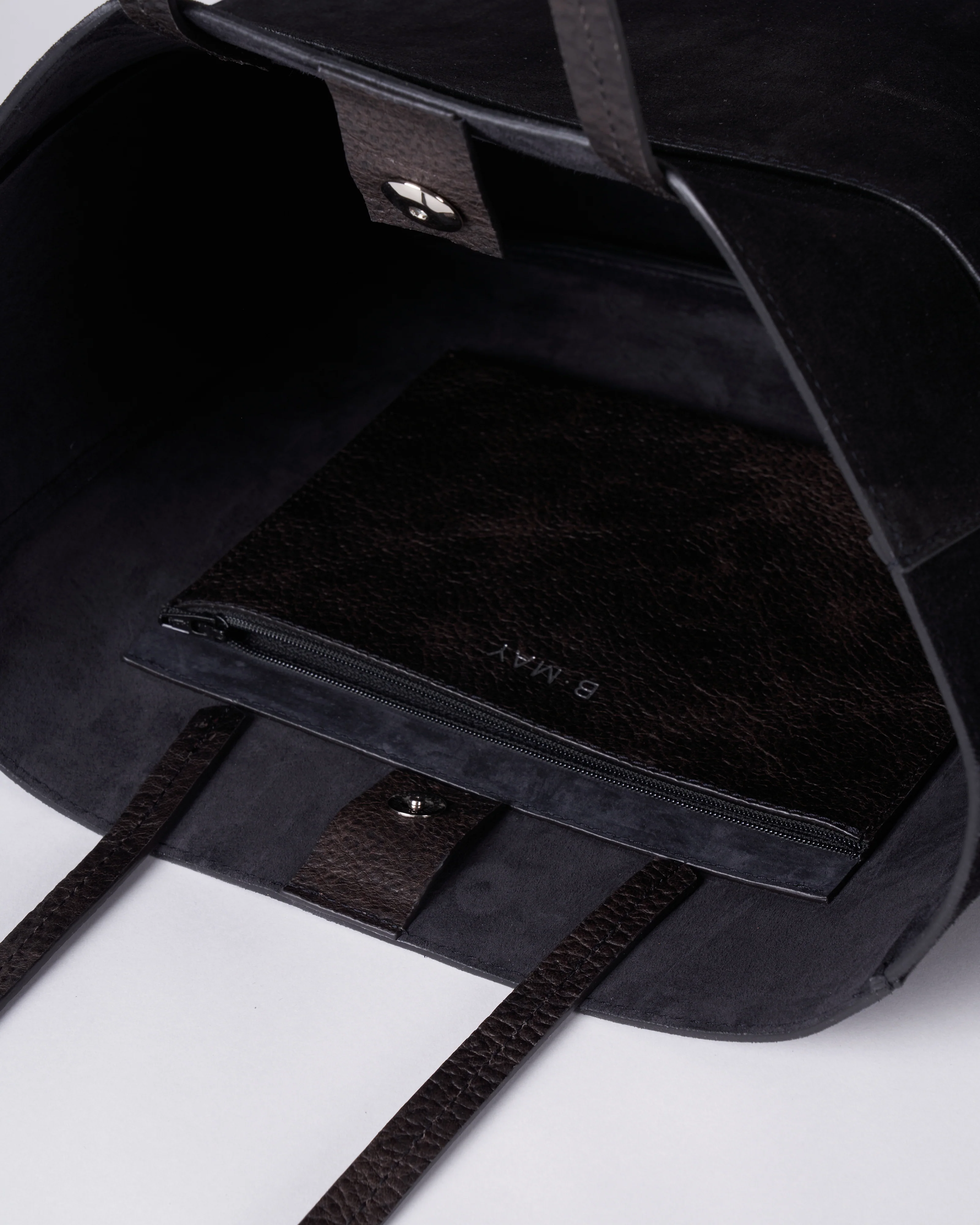 front pocket tote - black suede - Image 4