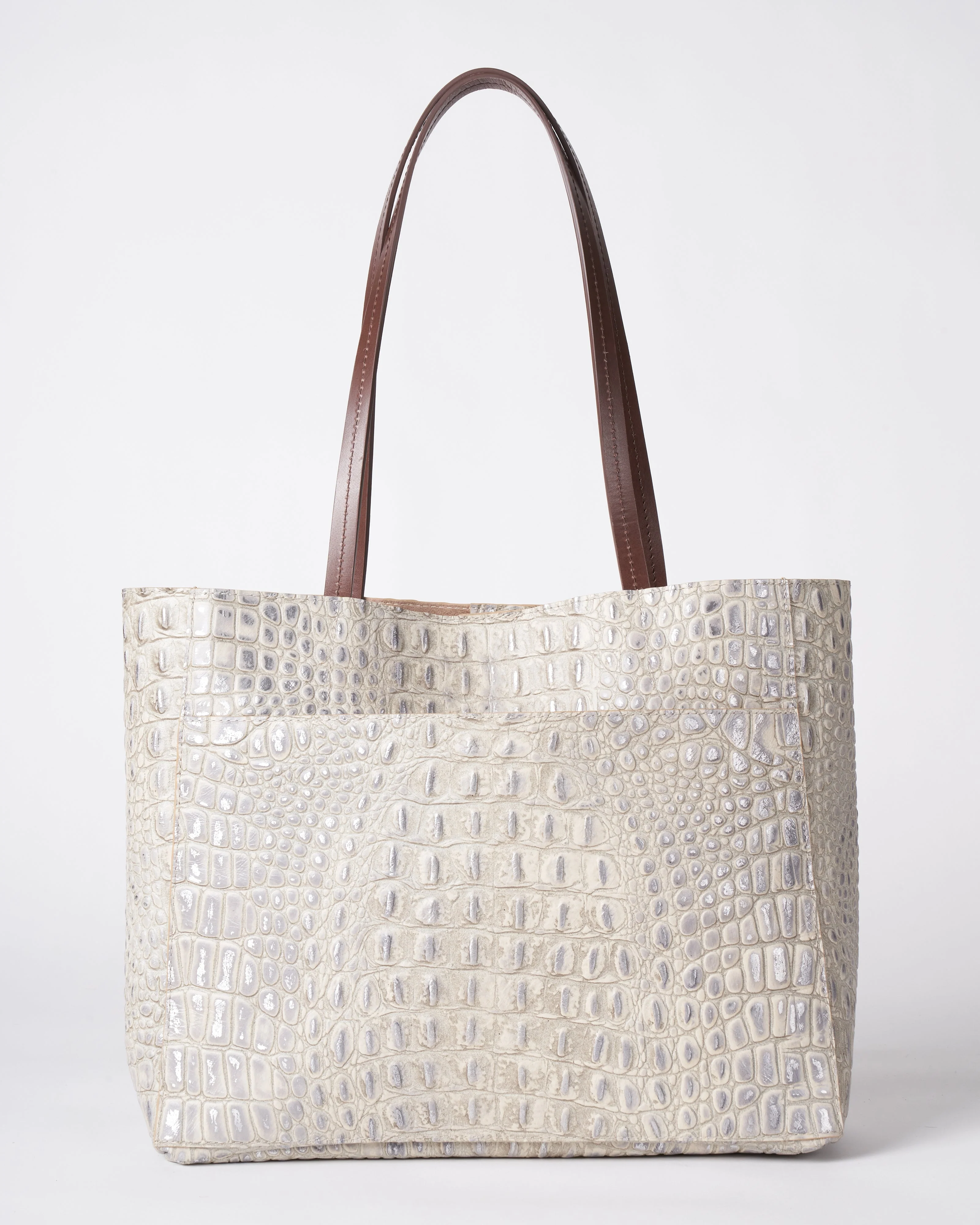 front pocket tote - platinum stone
