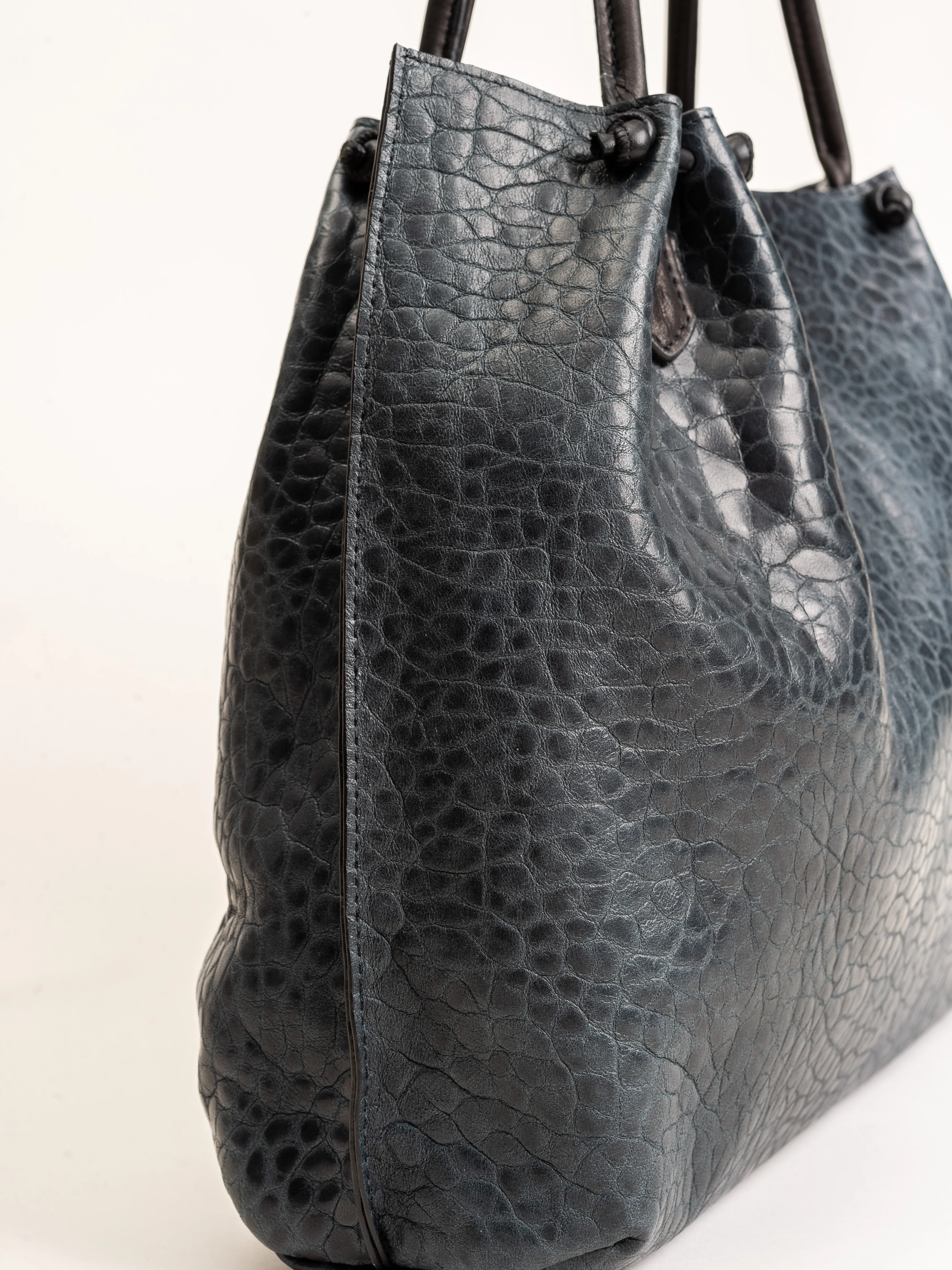 large puckered tote - blue sheepskin - Image 3