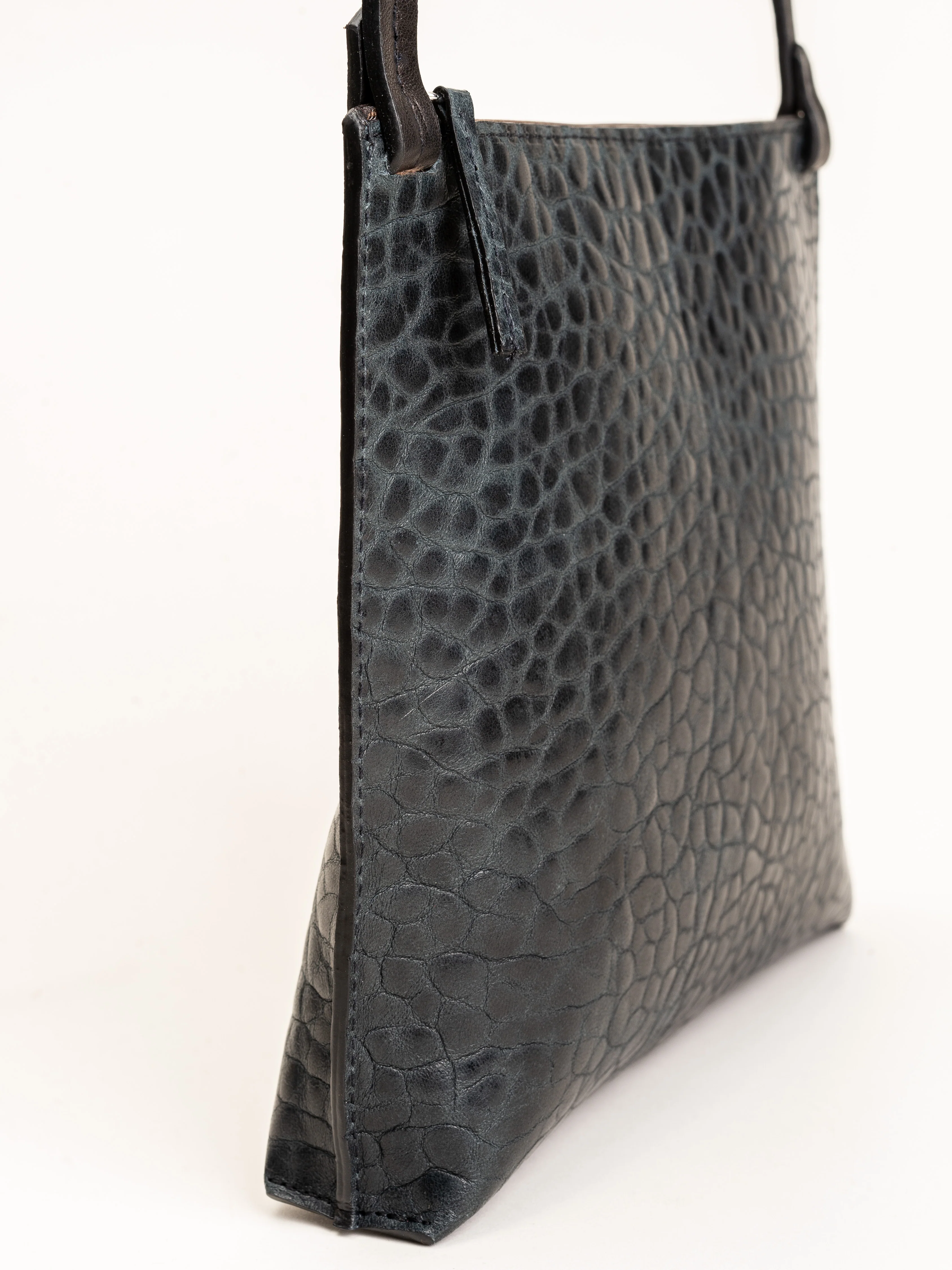 large strappy pouch - blue sheepskin - Image 3