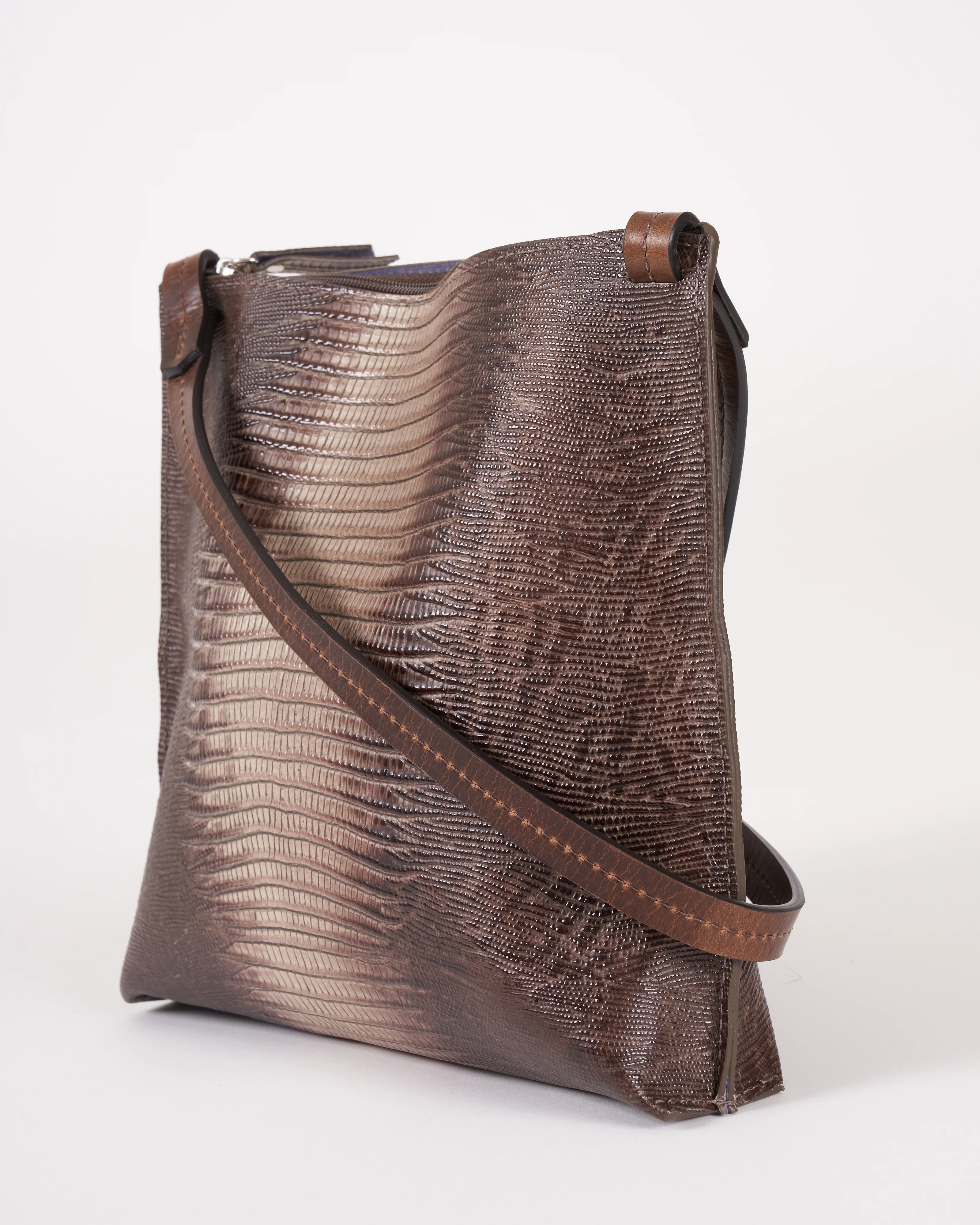 large strappy pouch - khaki embossed lizard - Image 3