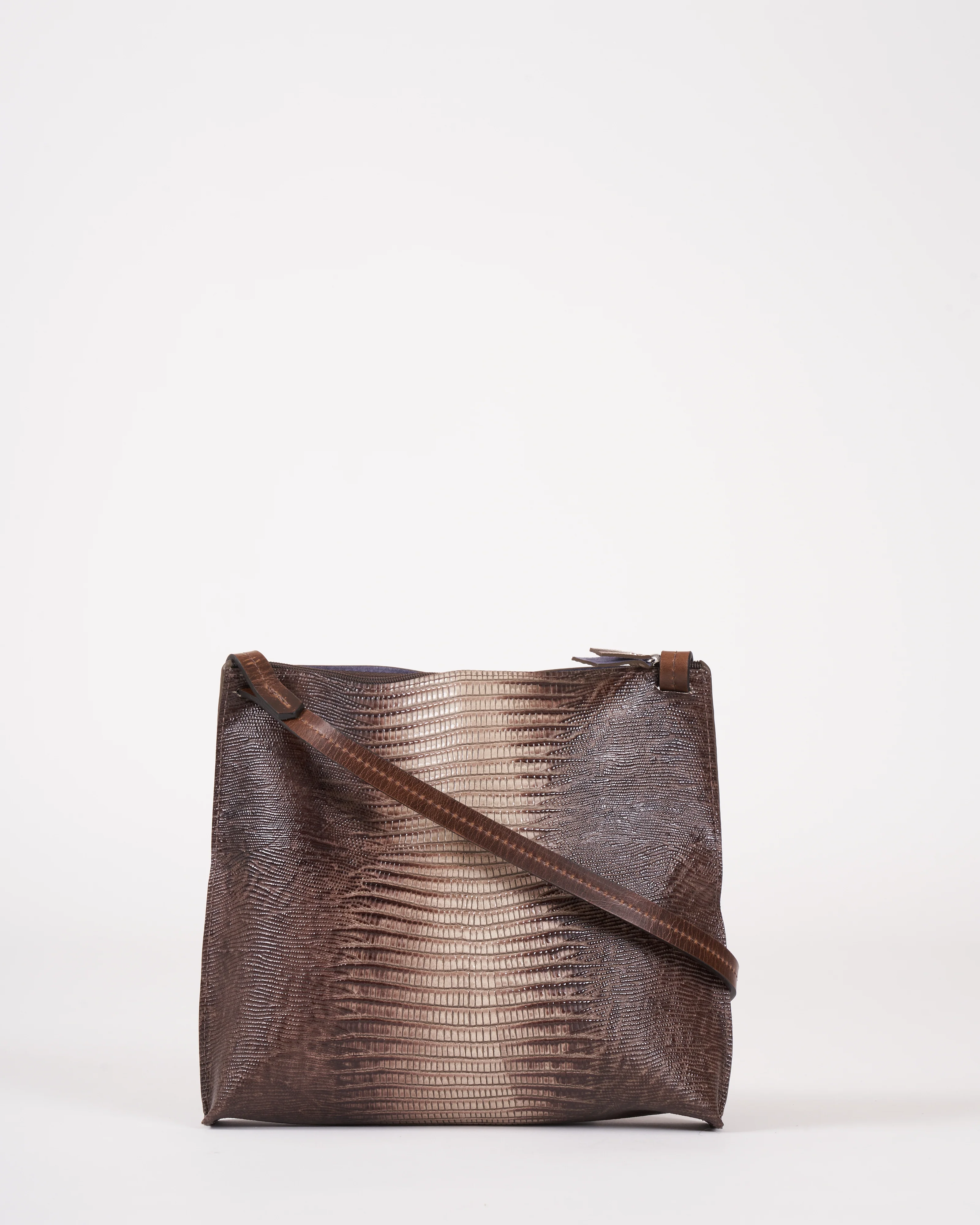 large strappy pouch - khaki embossed lizard - Image 4