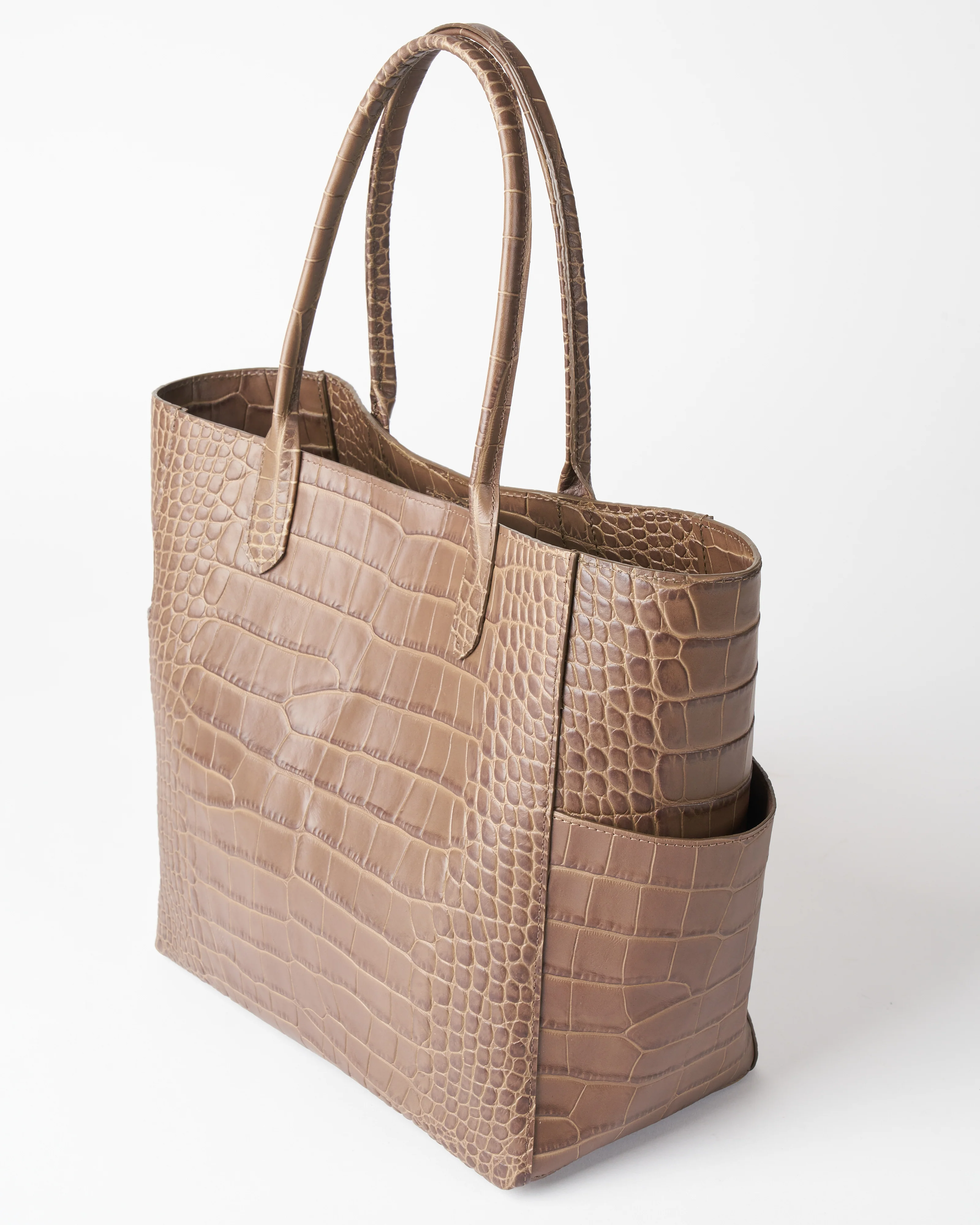 medium pocket tote - fawn embossed gator - Image 3