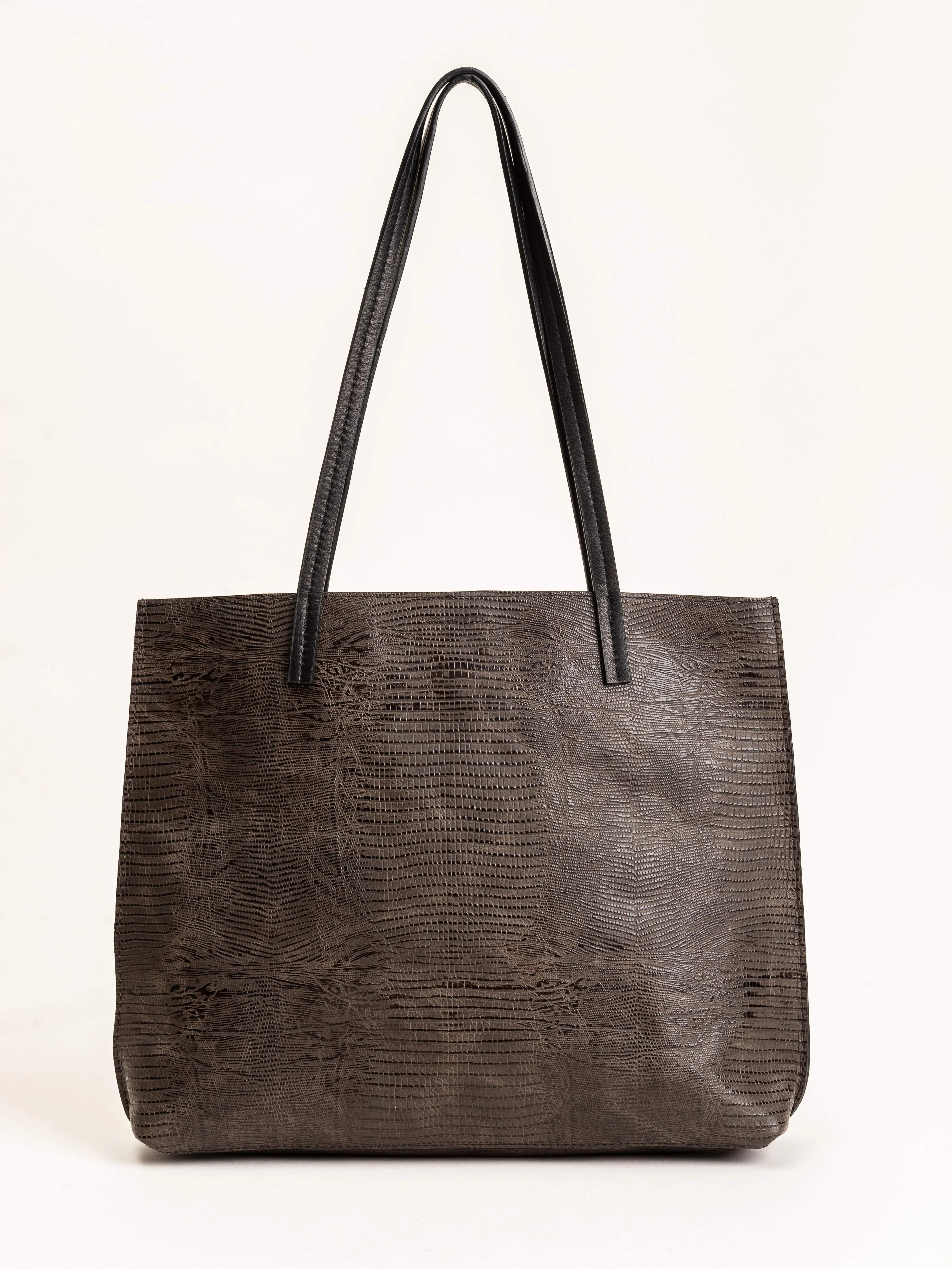 mezzo shopper - brown embossed lizard - Image 2