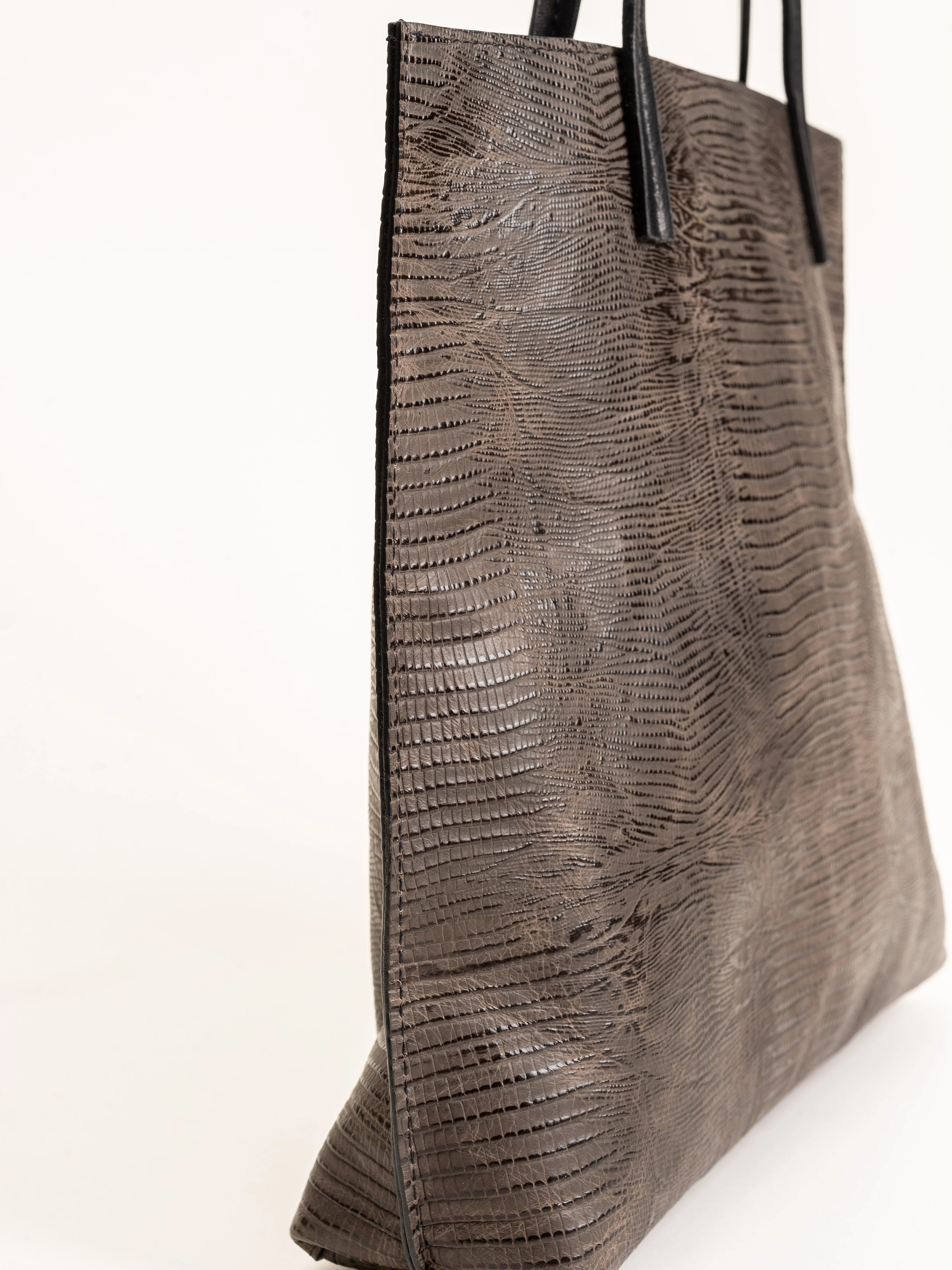 mezzo shopper - brown embossed lizard - Image 3