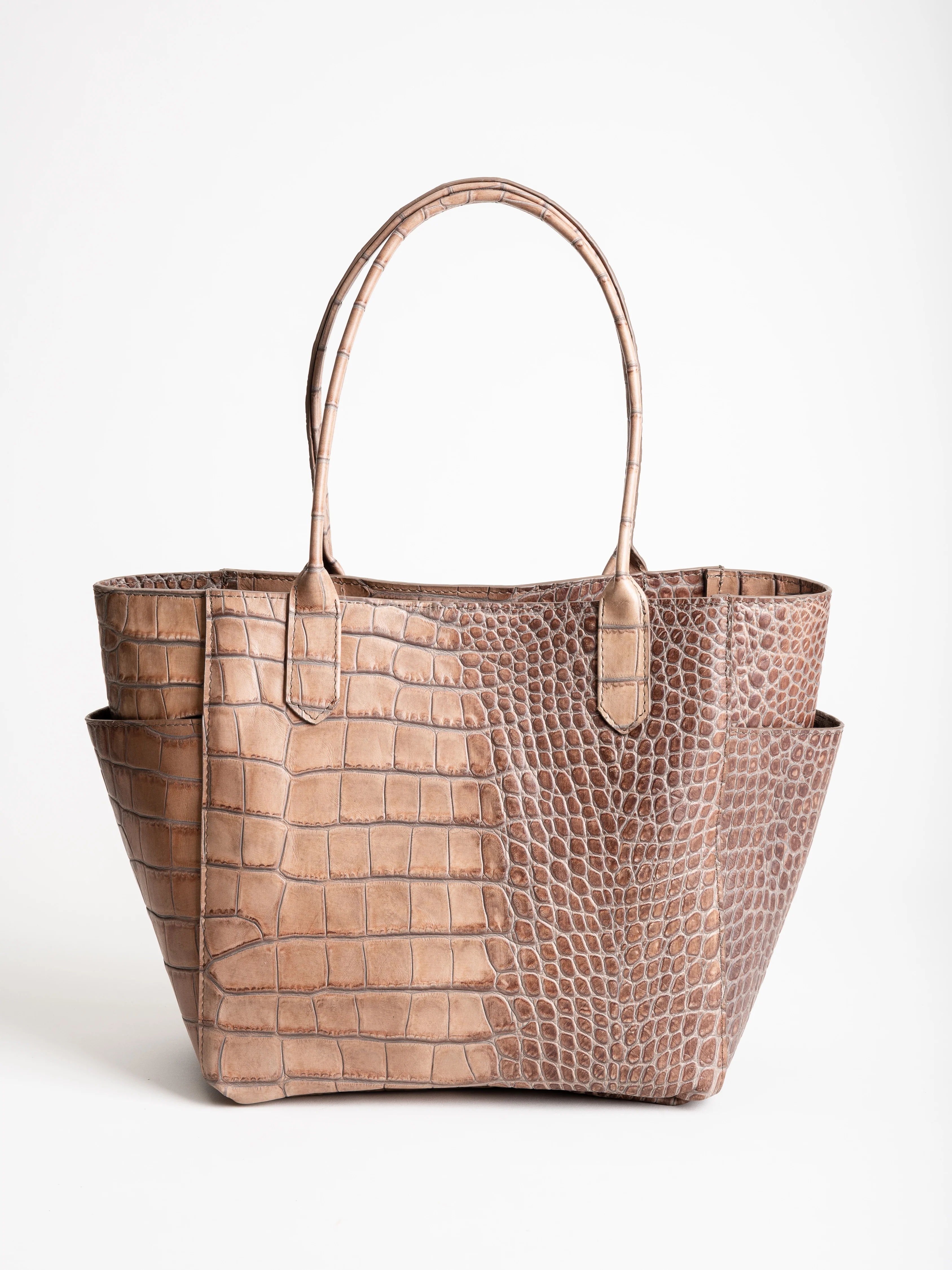 mini pocket tote - latte embossed gator - Image 2