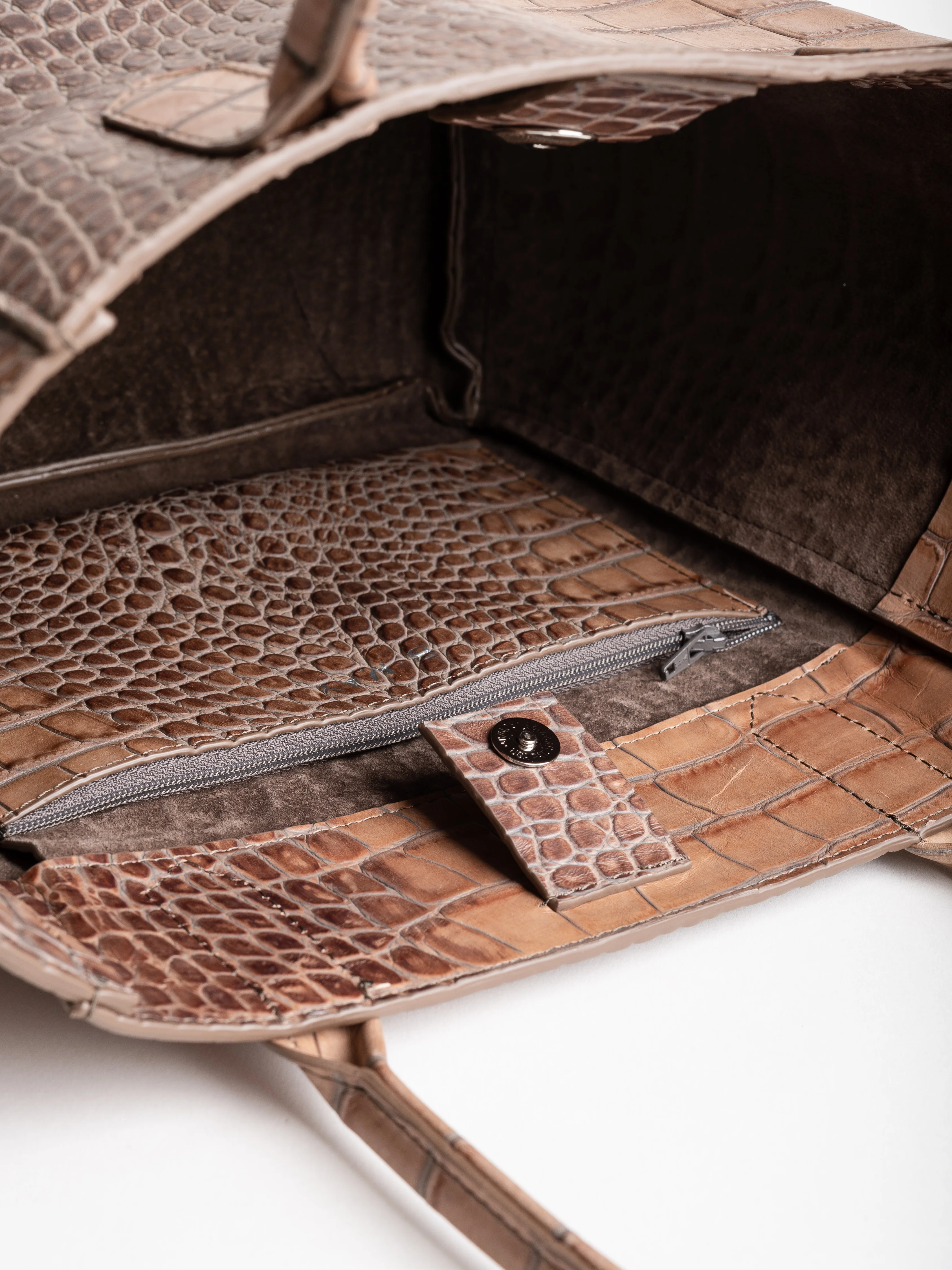 mini pocket tote - latte embossed gator - Image 4
