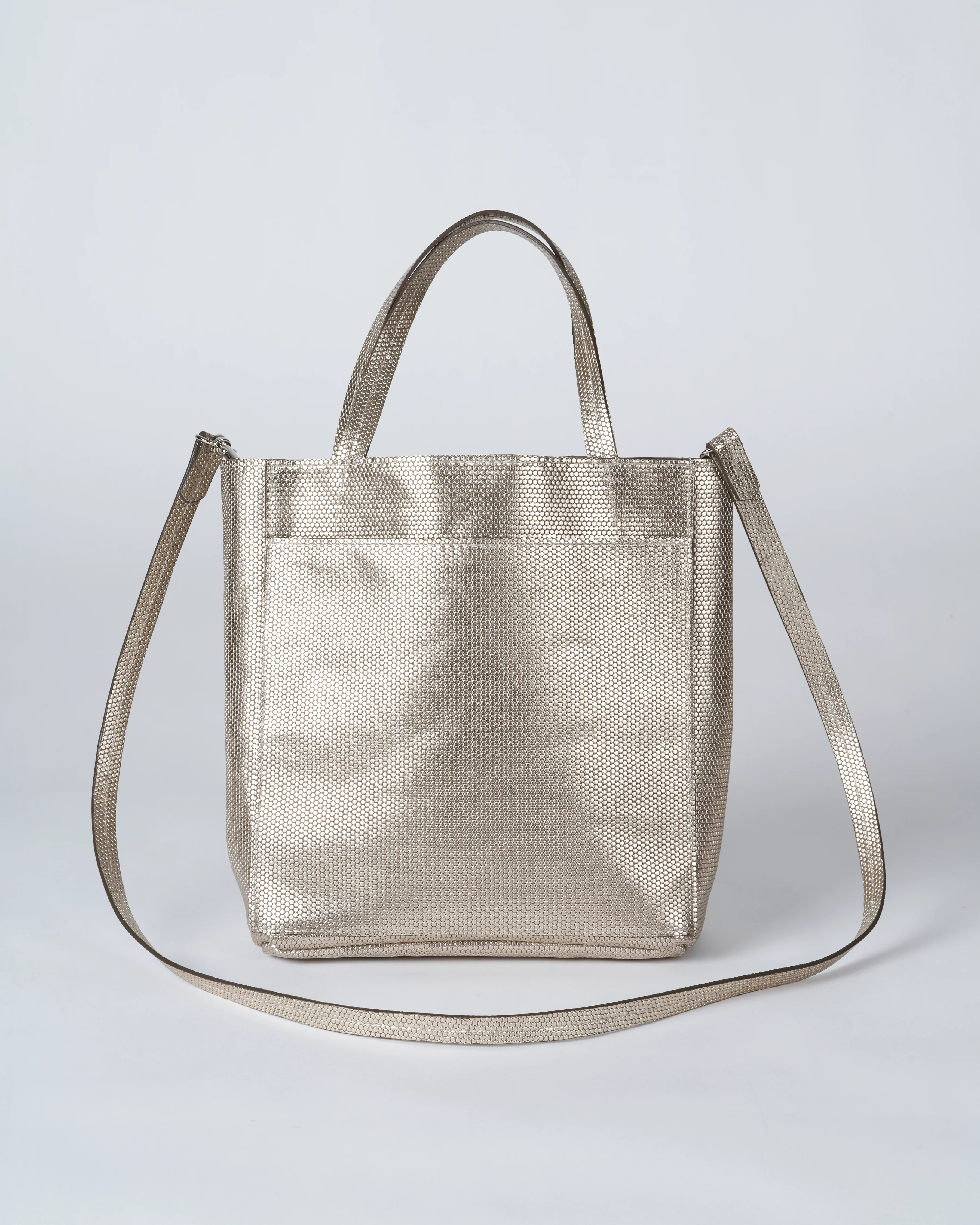 mini tote with front pocket - silver prato - Image 4