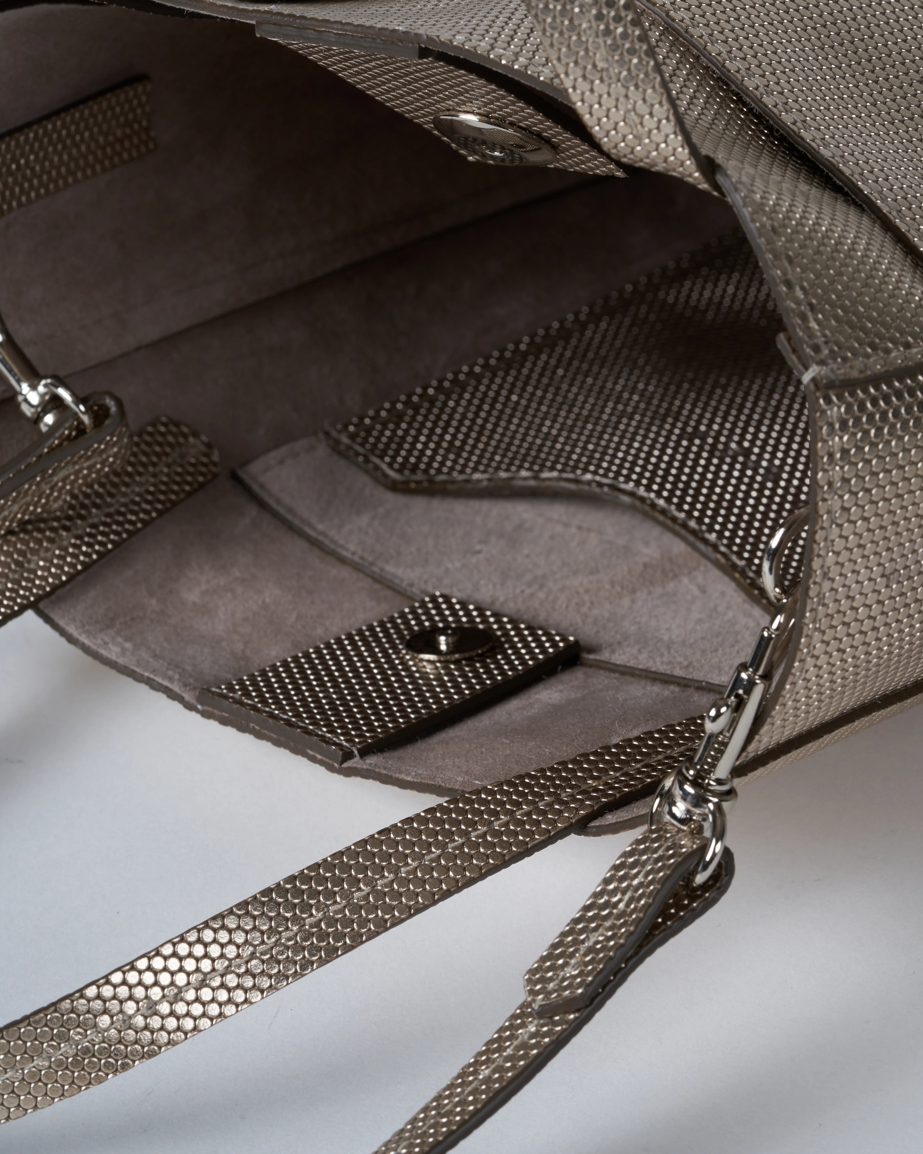 mini tote with front pocket - silver prato - Image 5