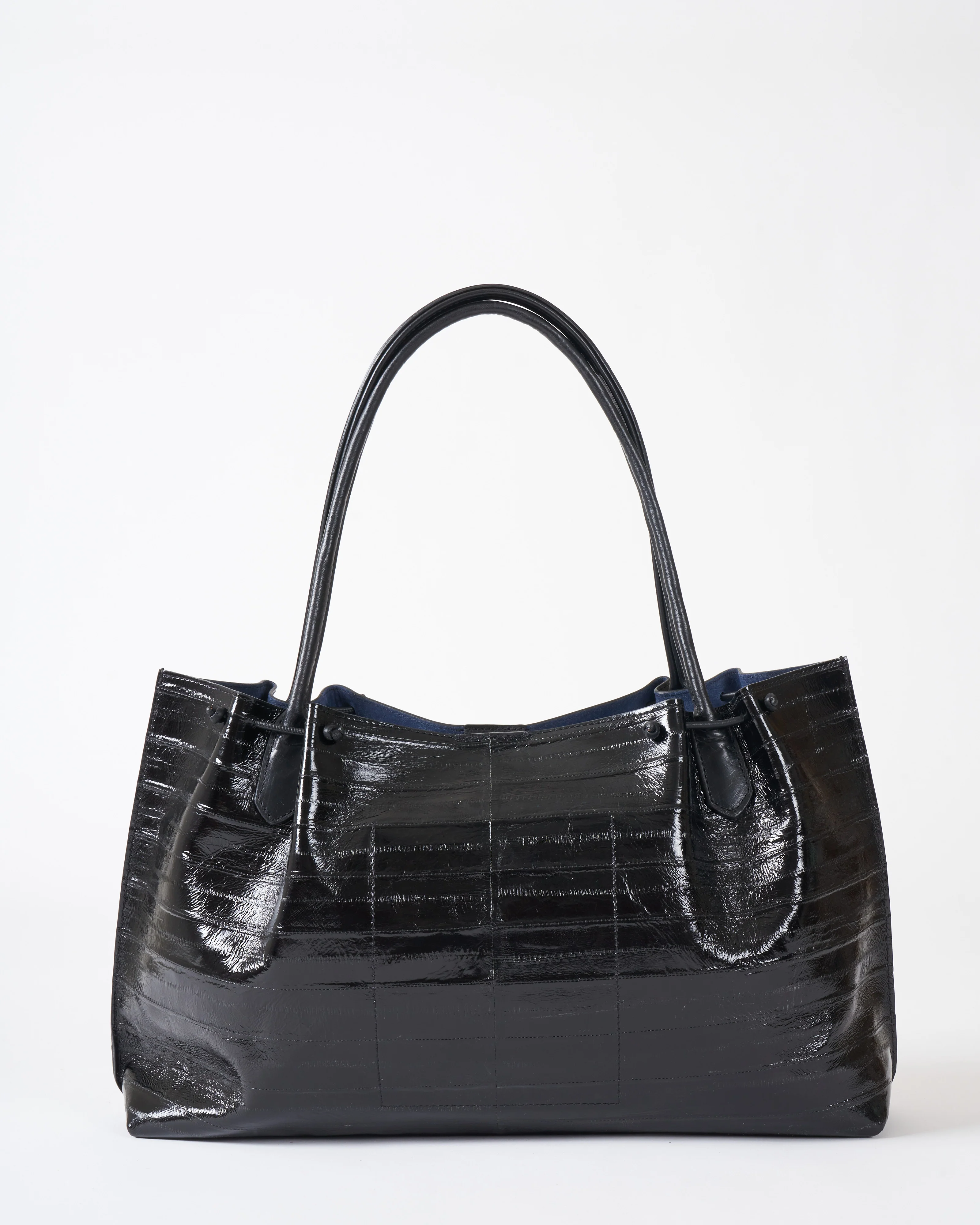 puckered tote - black eel