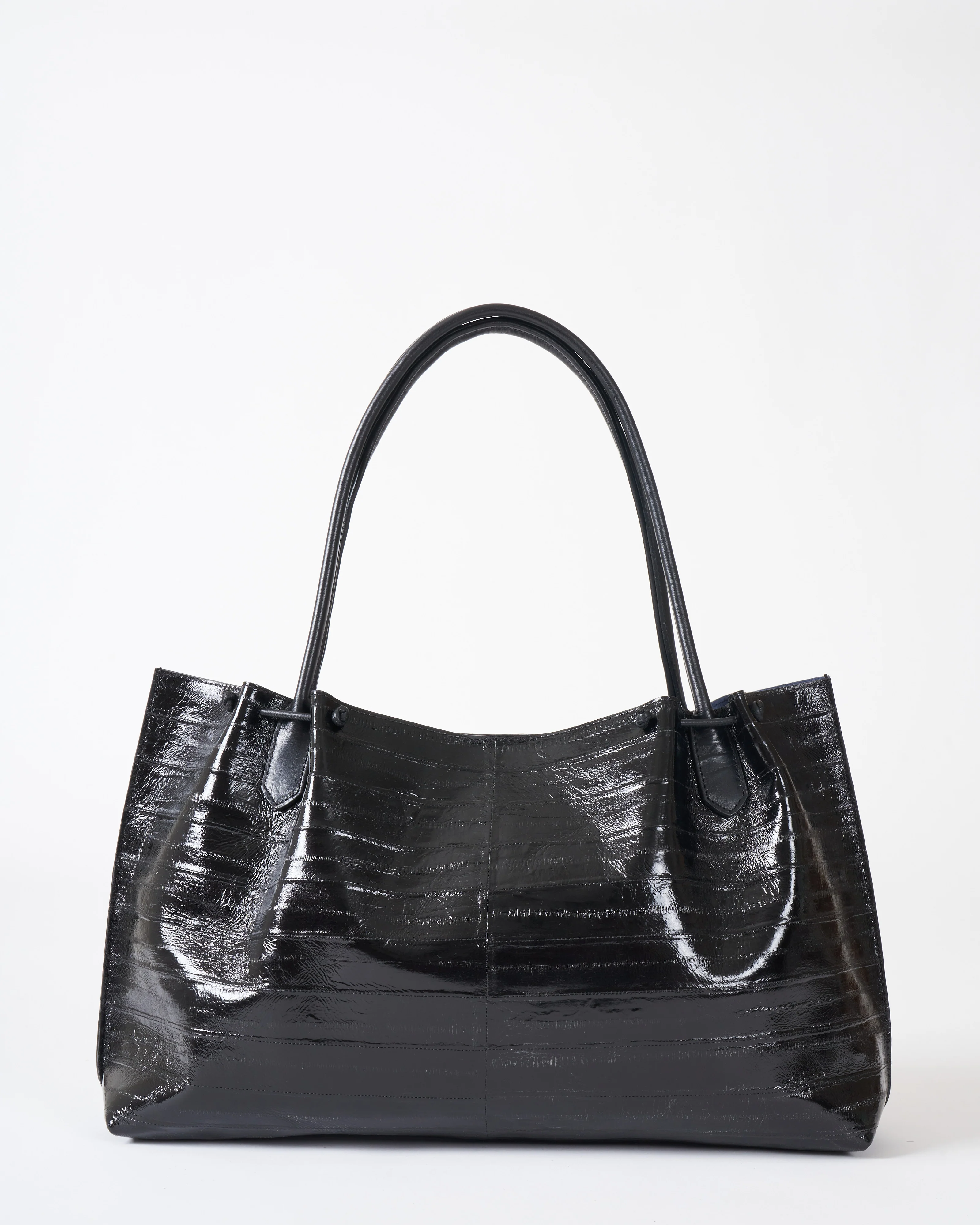 puckered tote - black eel - Image 2