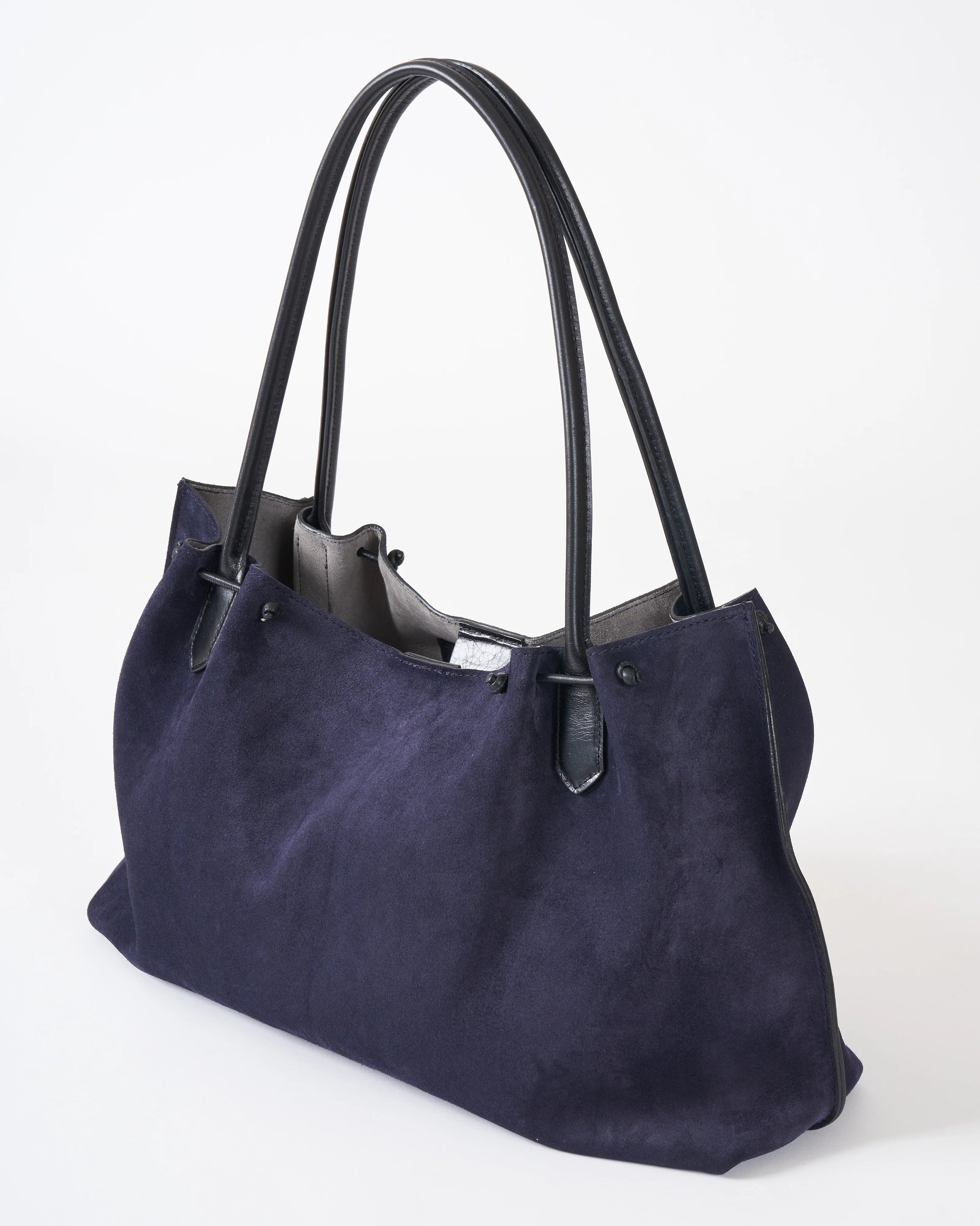 puckered tote - ink suede - Image 3