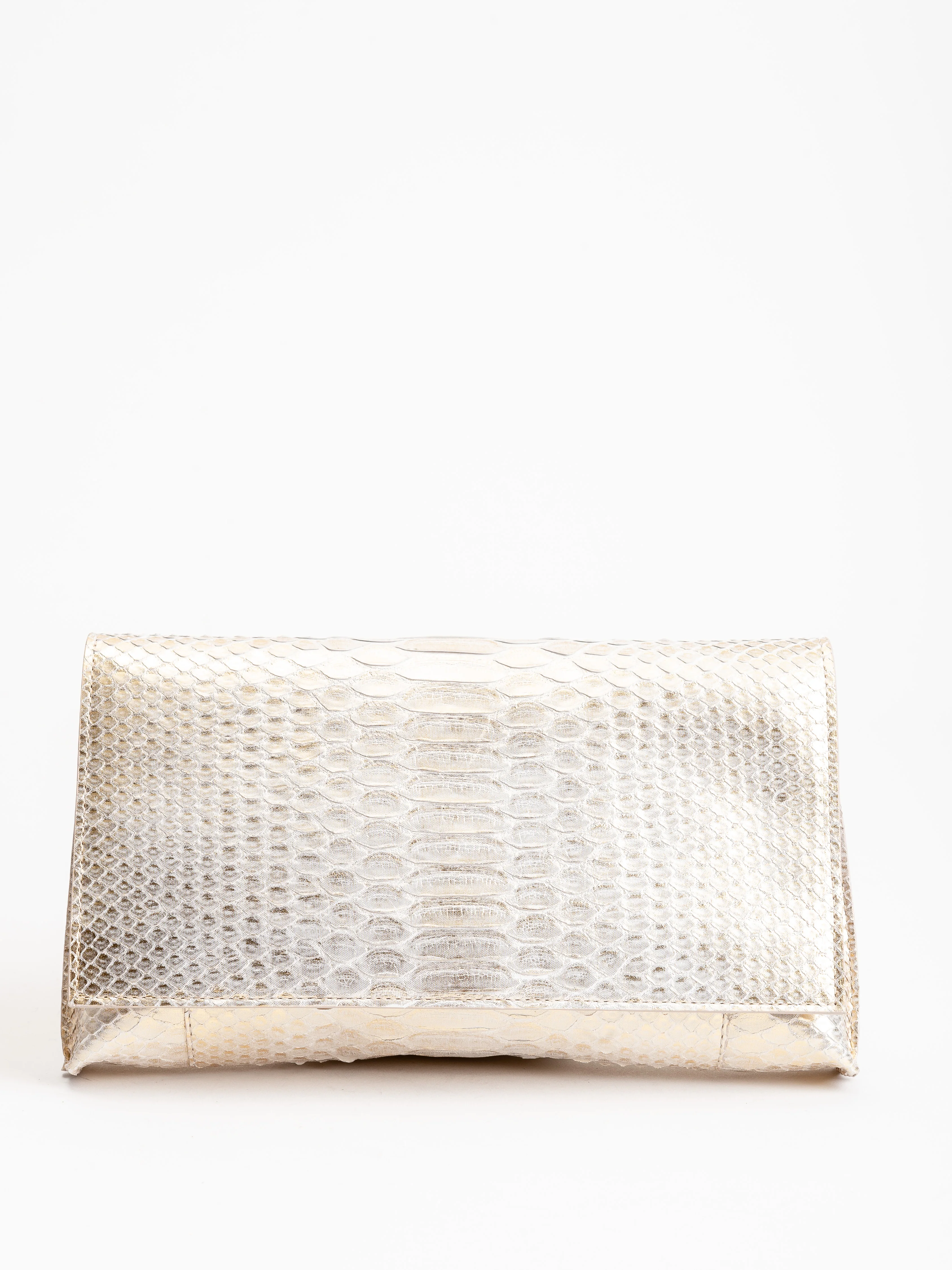 foldover clutch - pale gold python