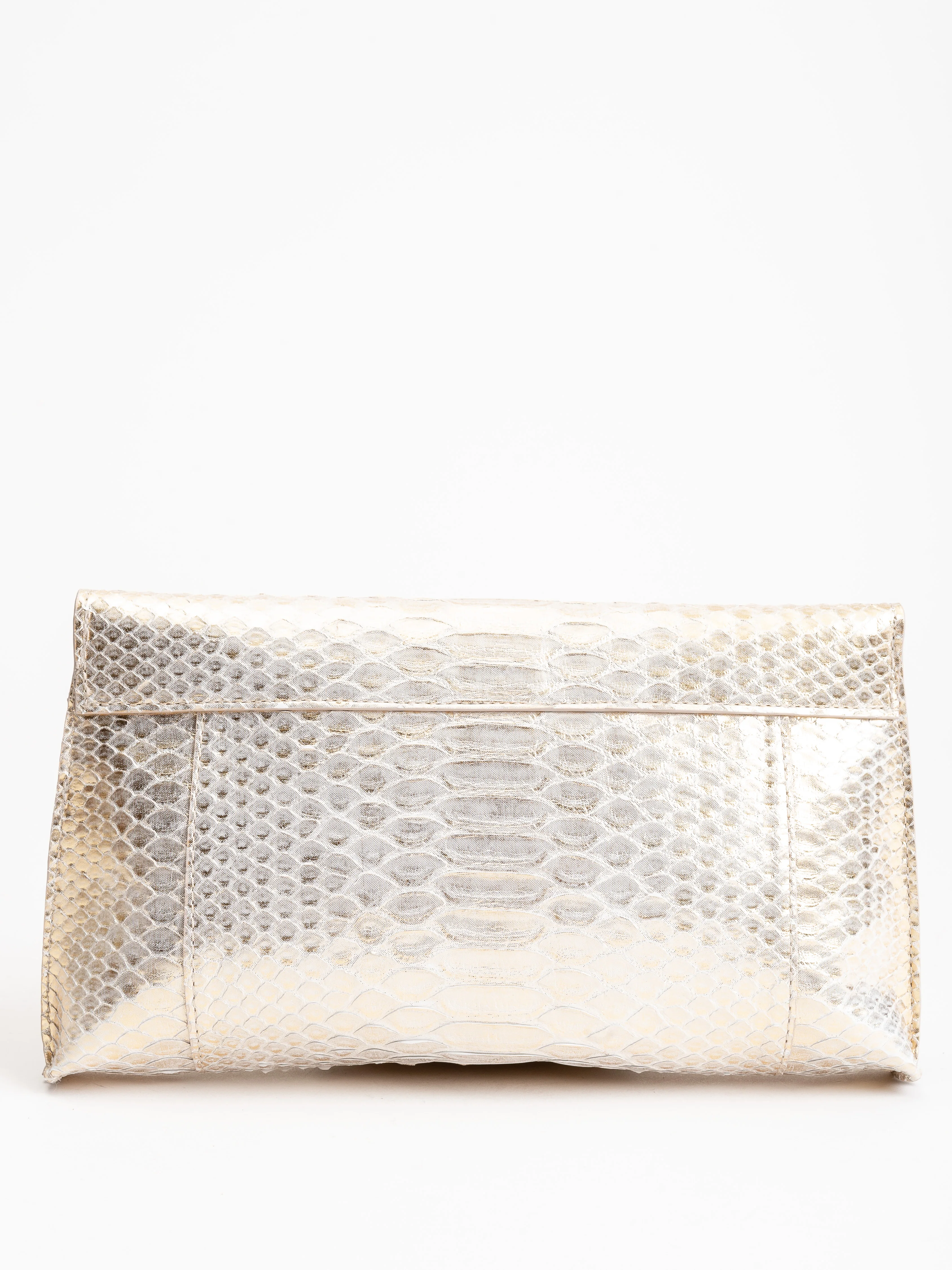 foldover clutch - pale gold python - Image 2
