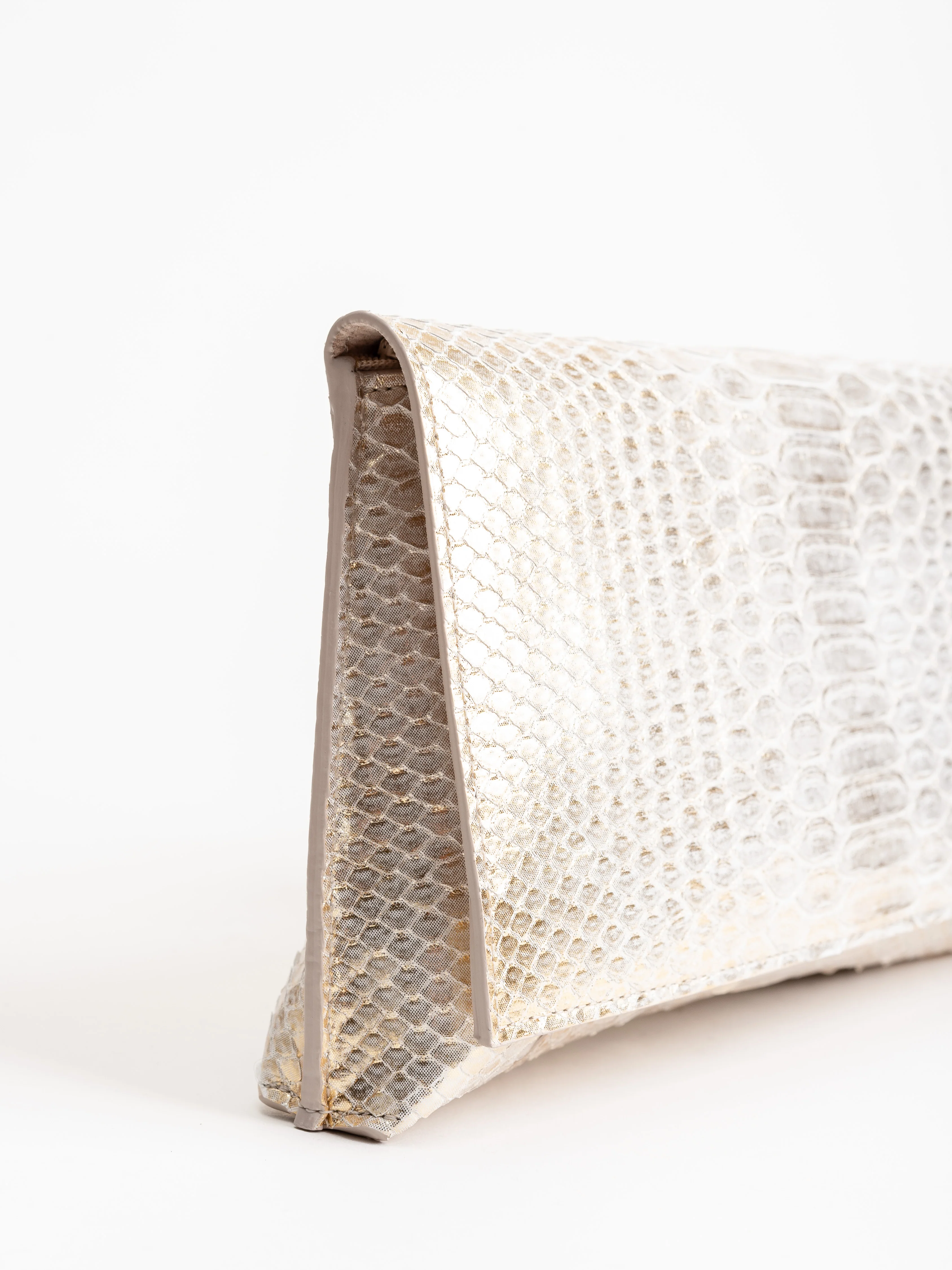 foldover clutch - pale gold python - Image 3