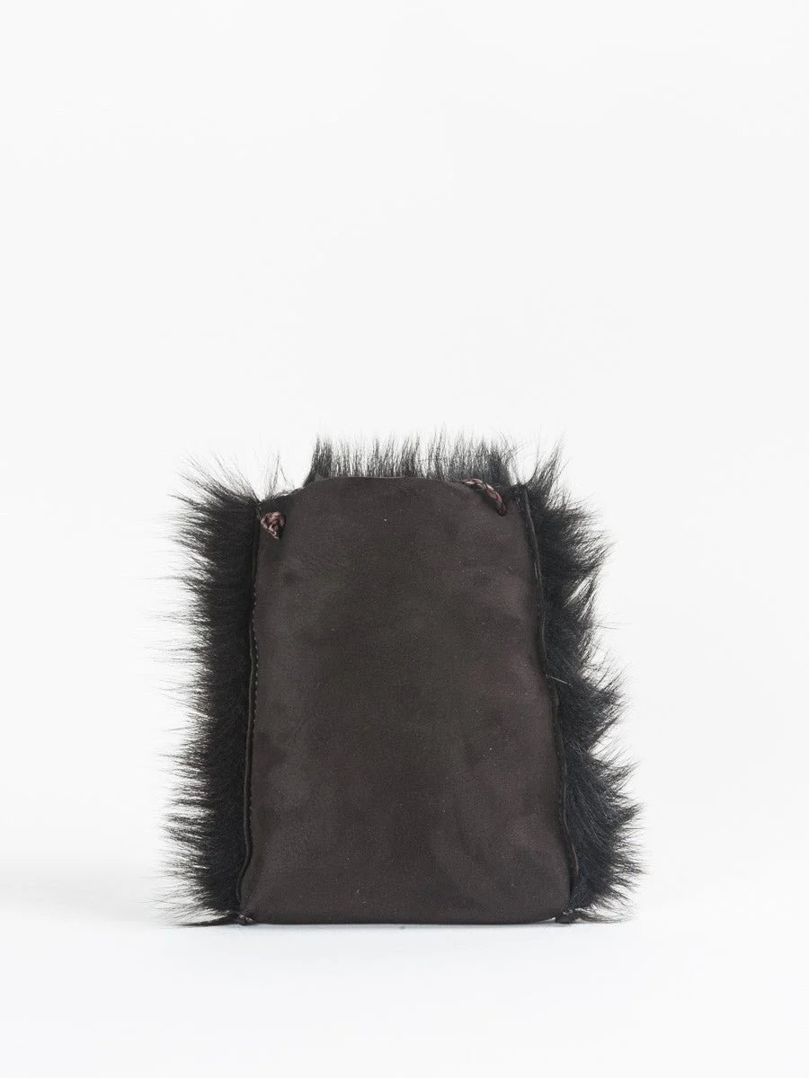 shearling cell pouch – brown - Image 2