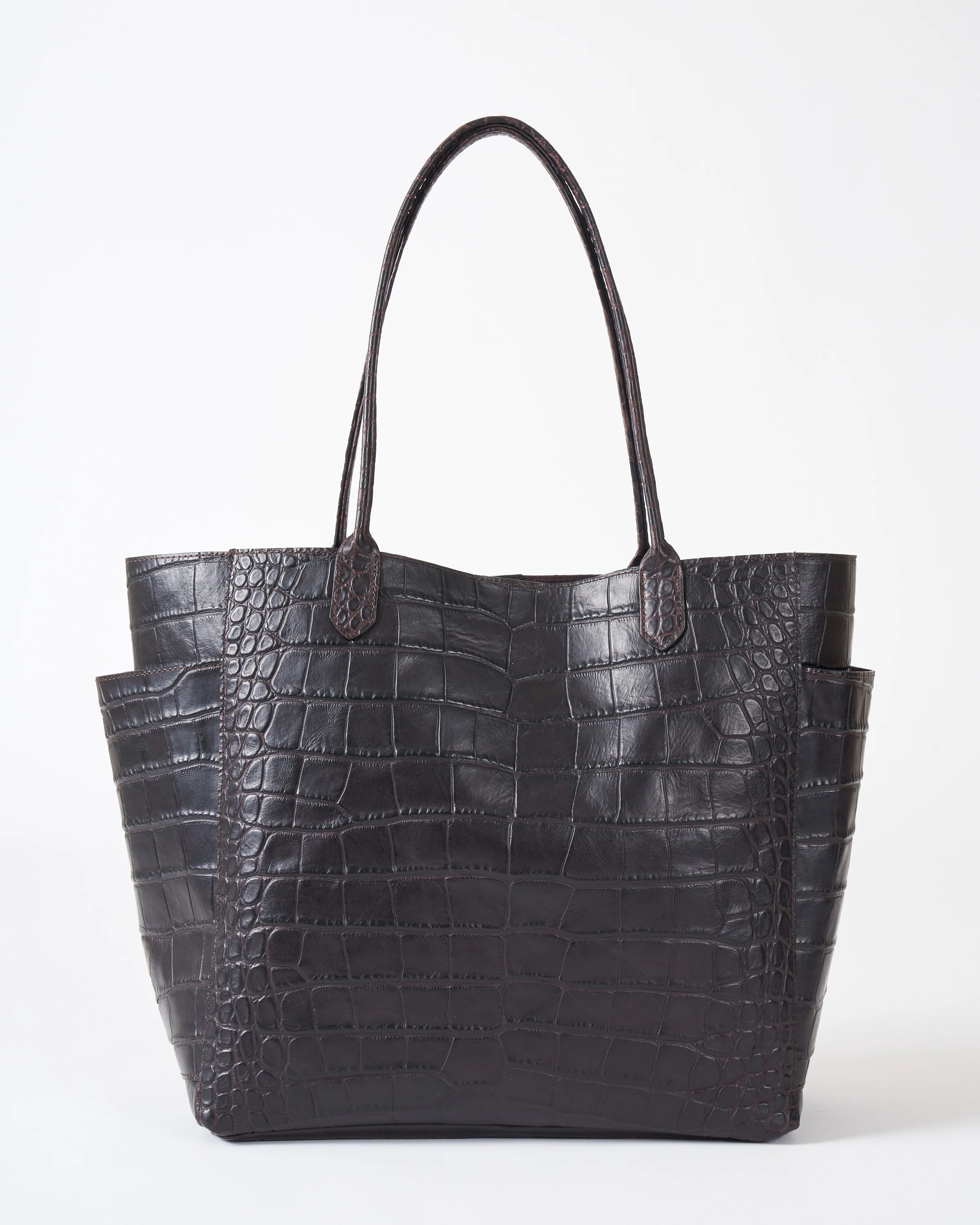 slouchy pocket tote - espresso embossed croc - Image 2