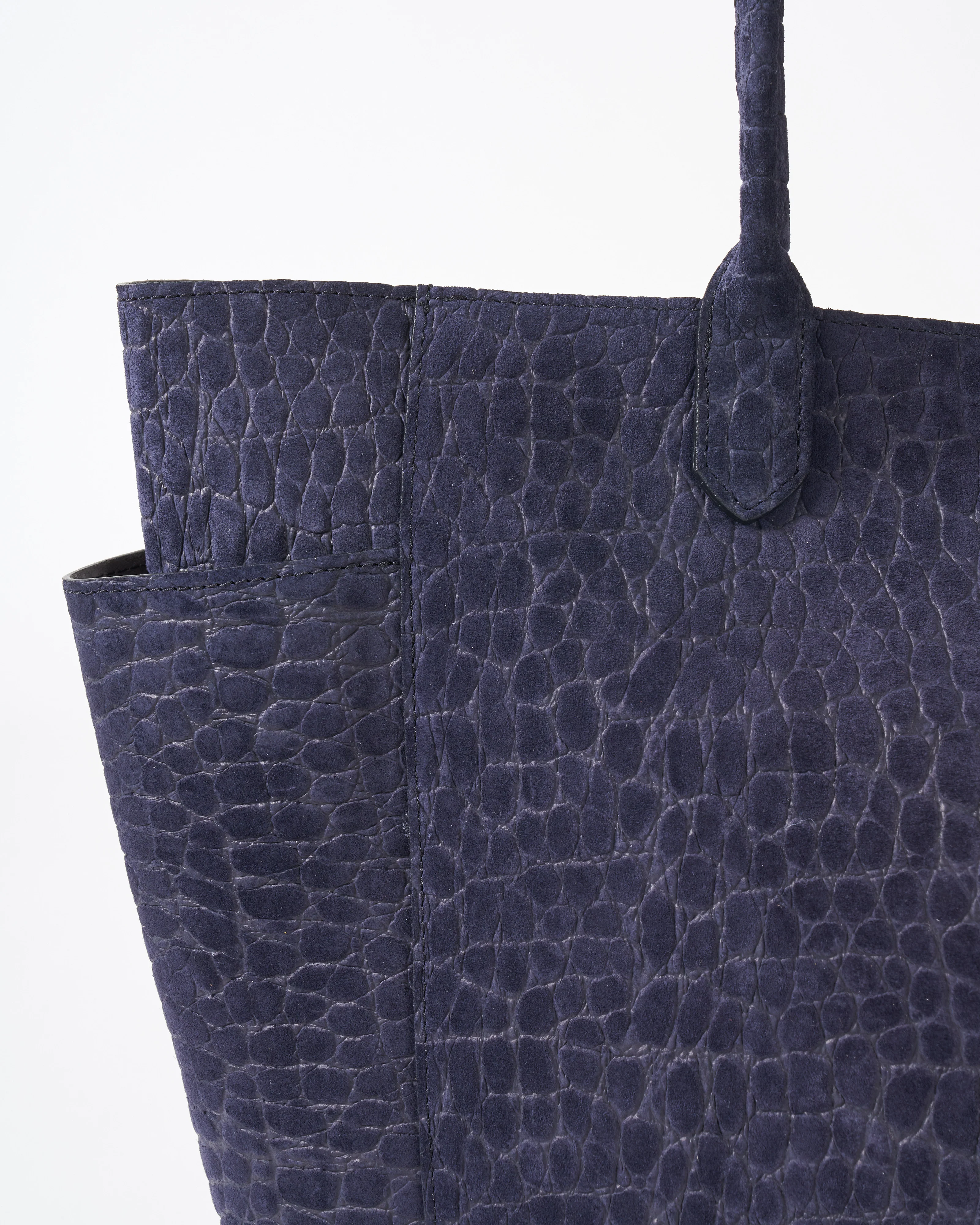 slouchy pocket tote - ink embossed suede - Image 3