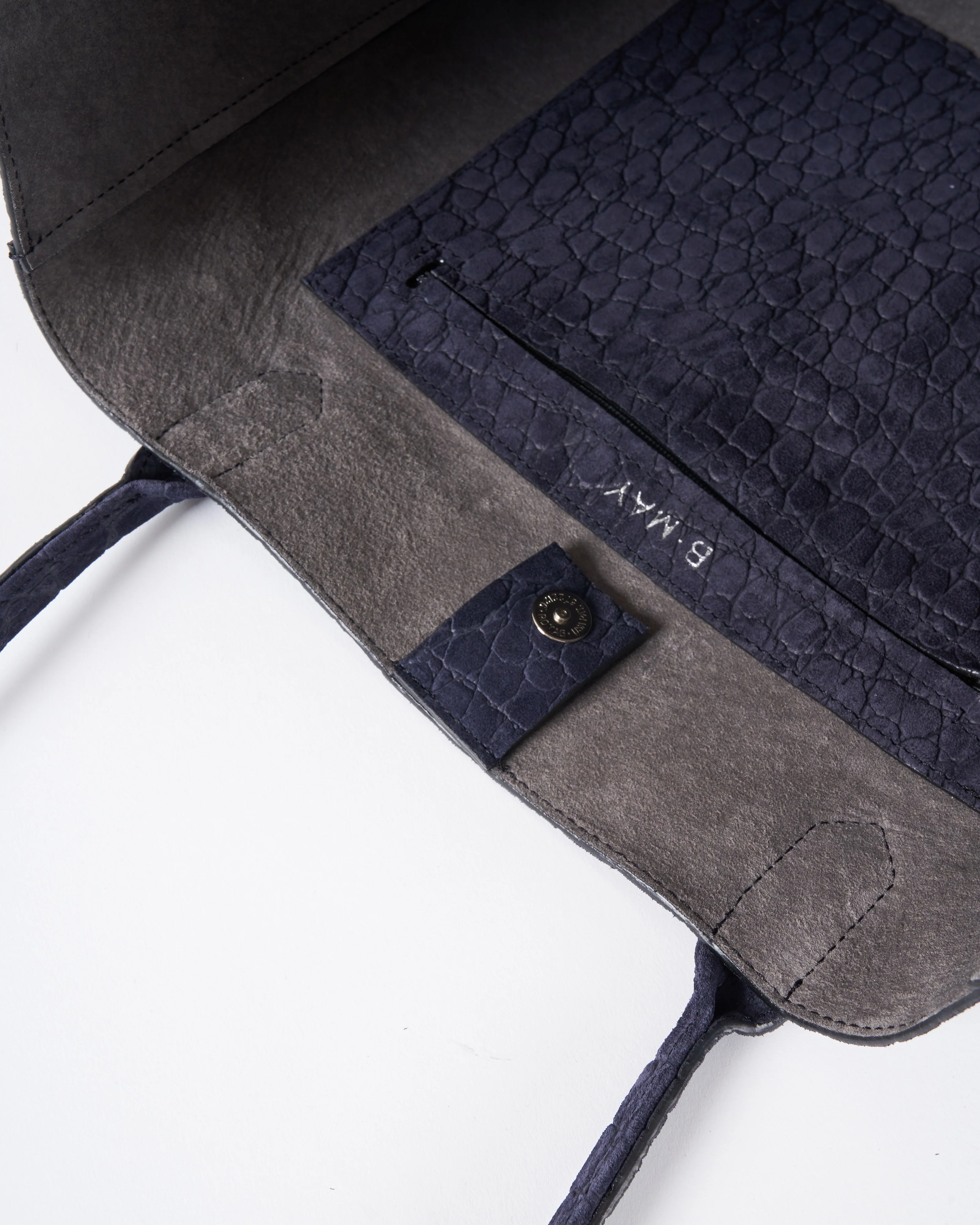 slouchy pocket tote - ink embossed suede - Image 4